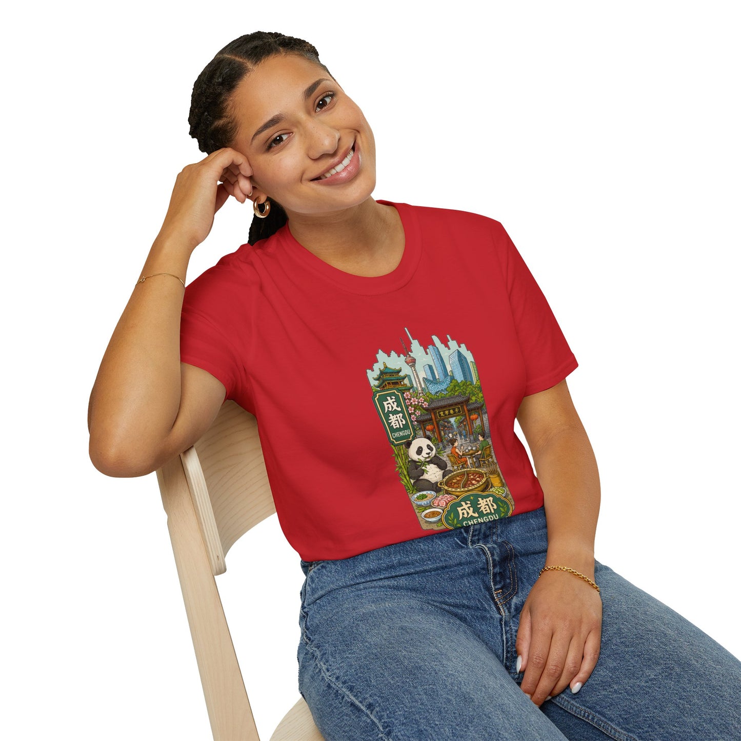 Chengdu Travel T-Shirt — Panda & Cityscape Graphic Tee