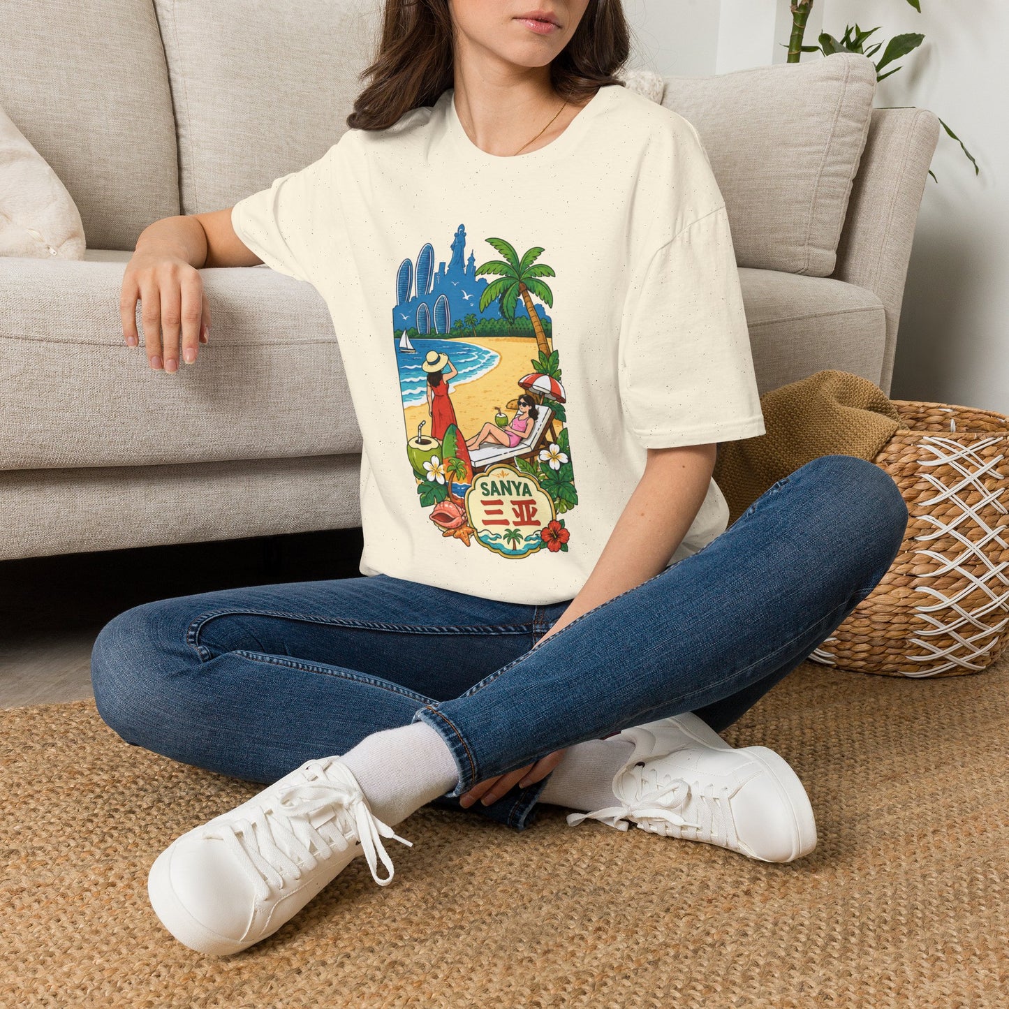 Beach Resort Graphic T-Shirt — Sanya Tropical Vacation Design