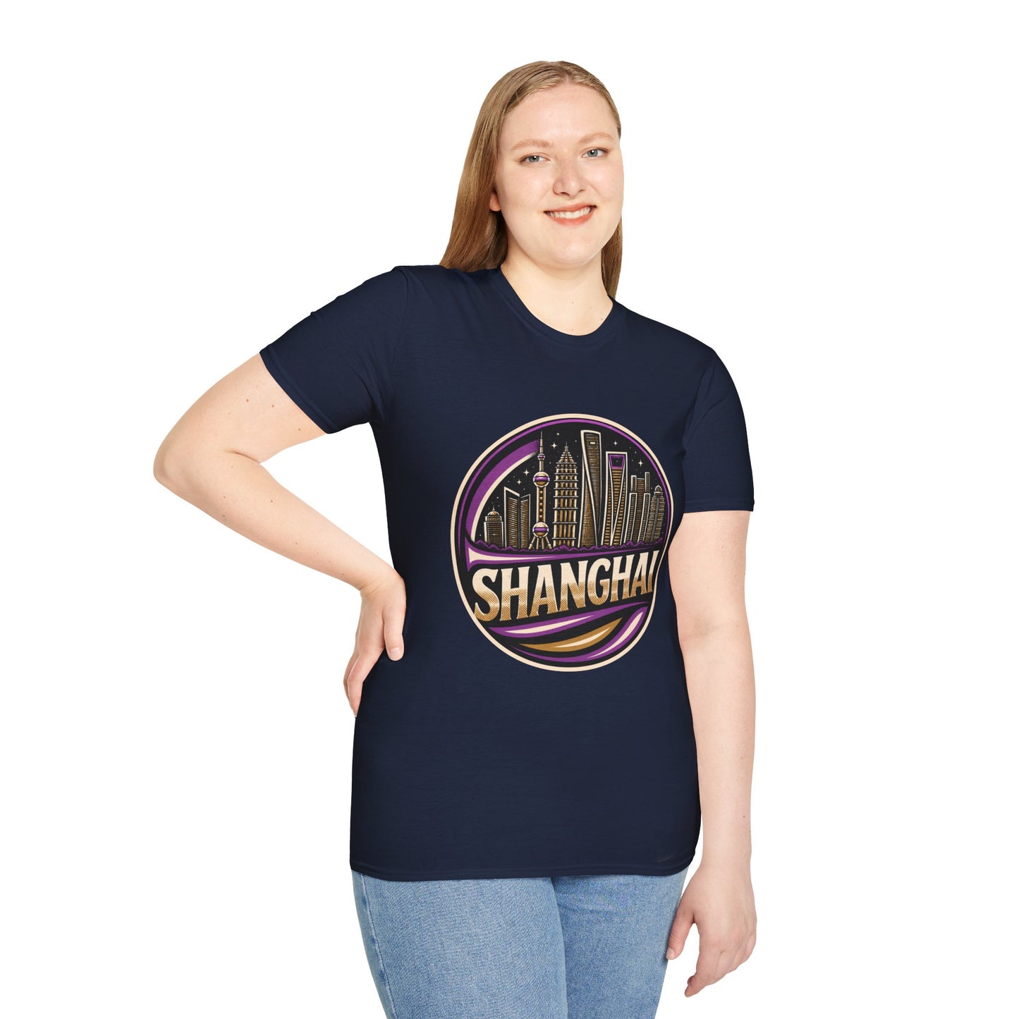 Shanghai Skyline T-Shirt — Retro Neon Cityscape Tee