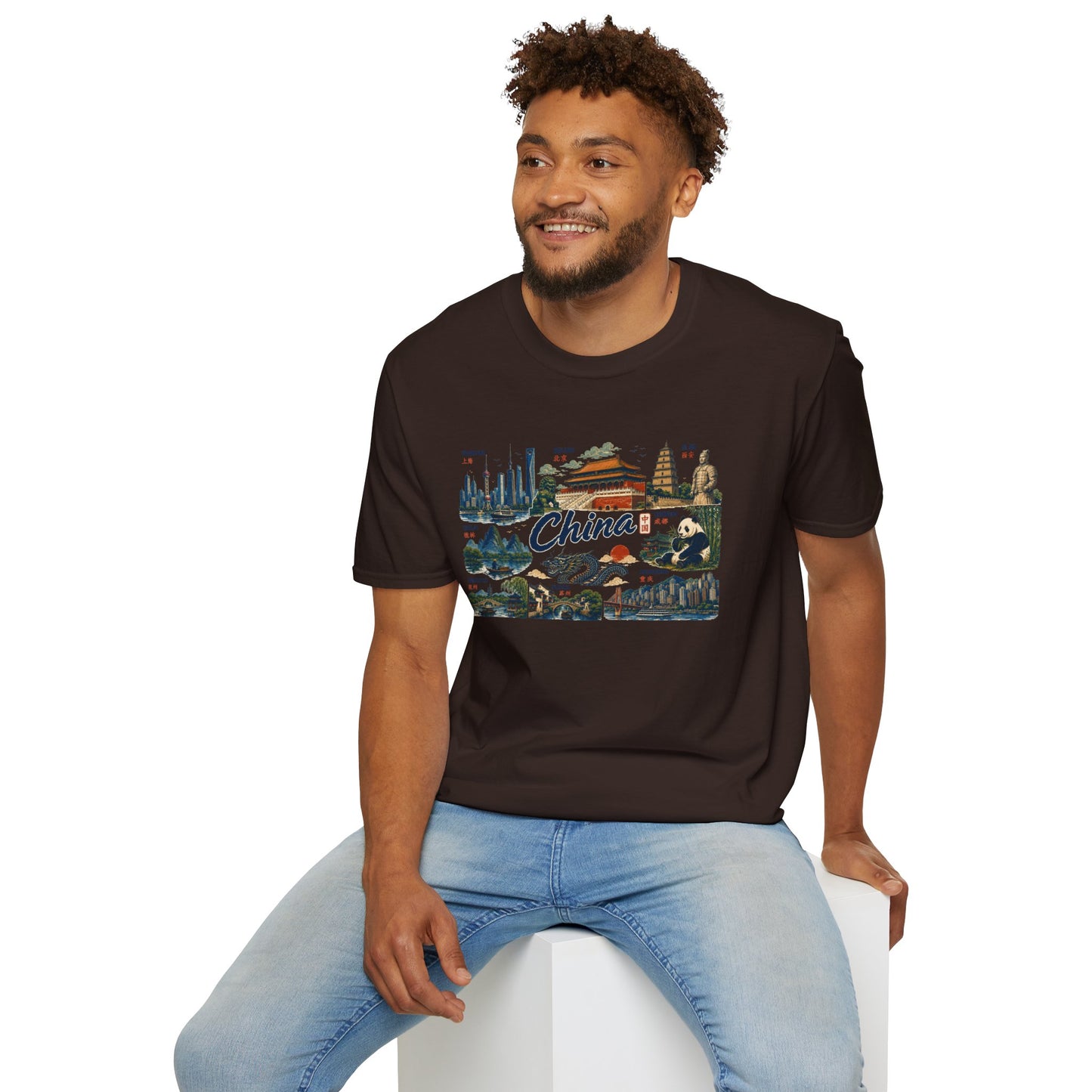 China Landmarks T-Shirt — Panda, Great Wall & Skyline Travel Tee