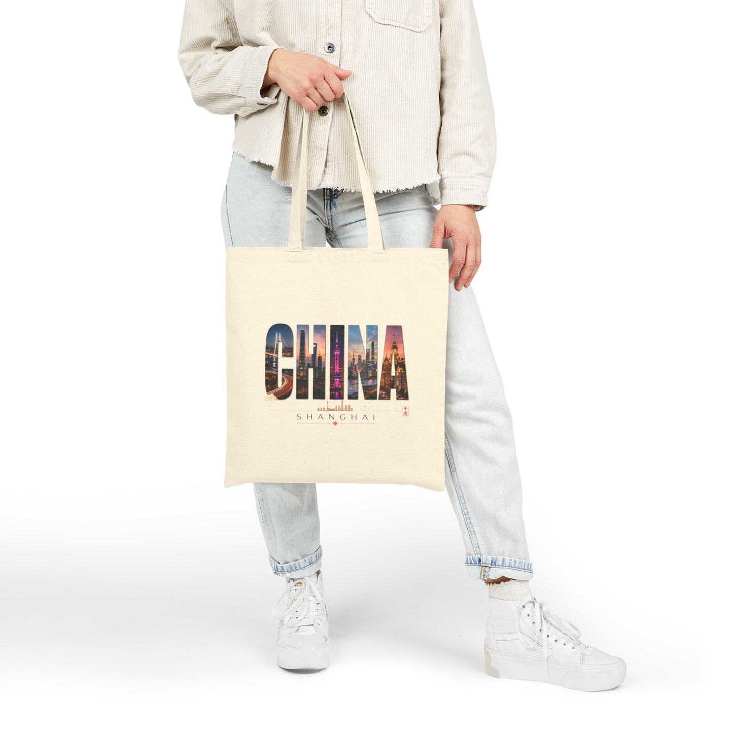 China Skyline Cotton Tote Bag – Travel Souvenir Canvas Shopper