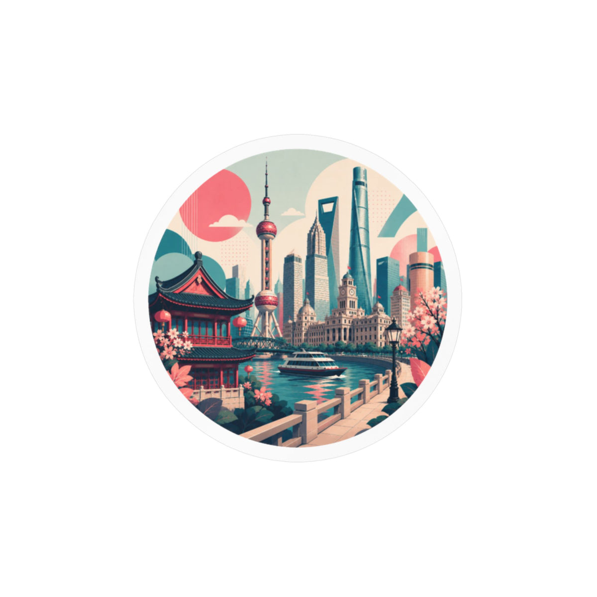 Shanghai Skyline Kiss-Cut Vinyl Decal