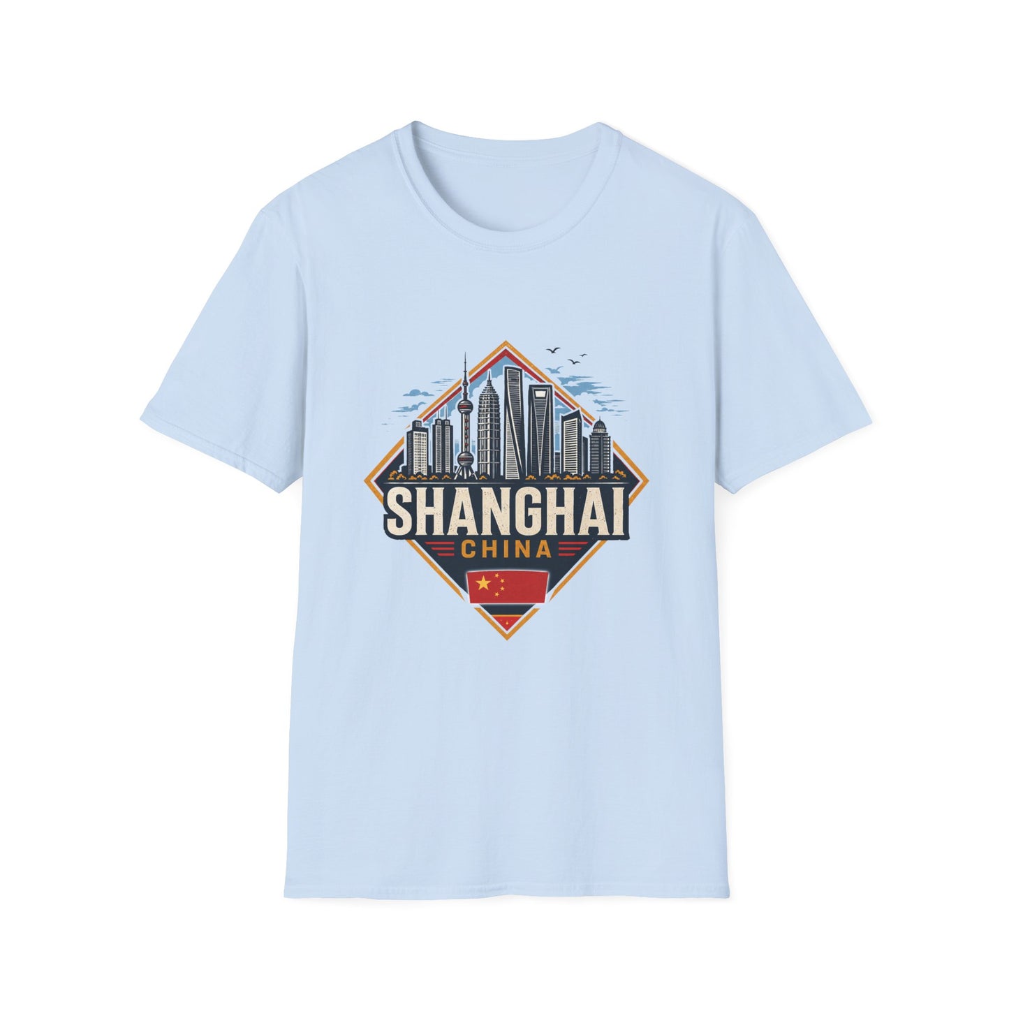 Shanghai Skyline T-Shirt — Retro Cityscape Travel Tee (Shanghai, China)