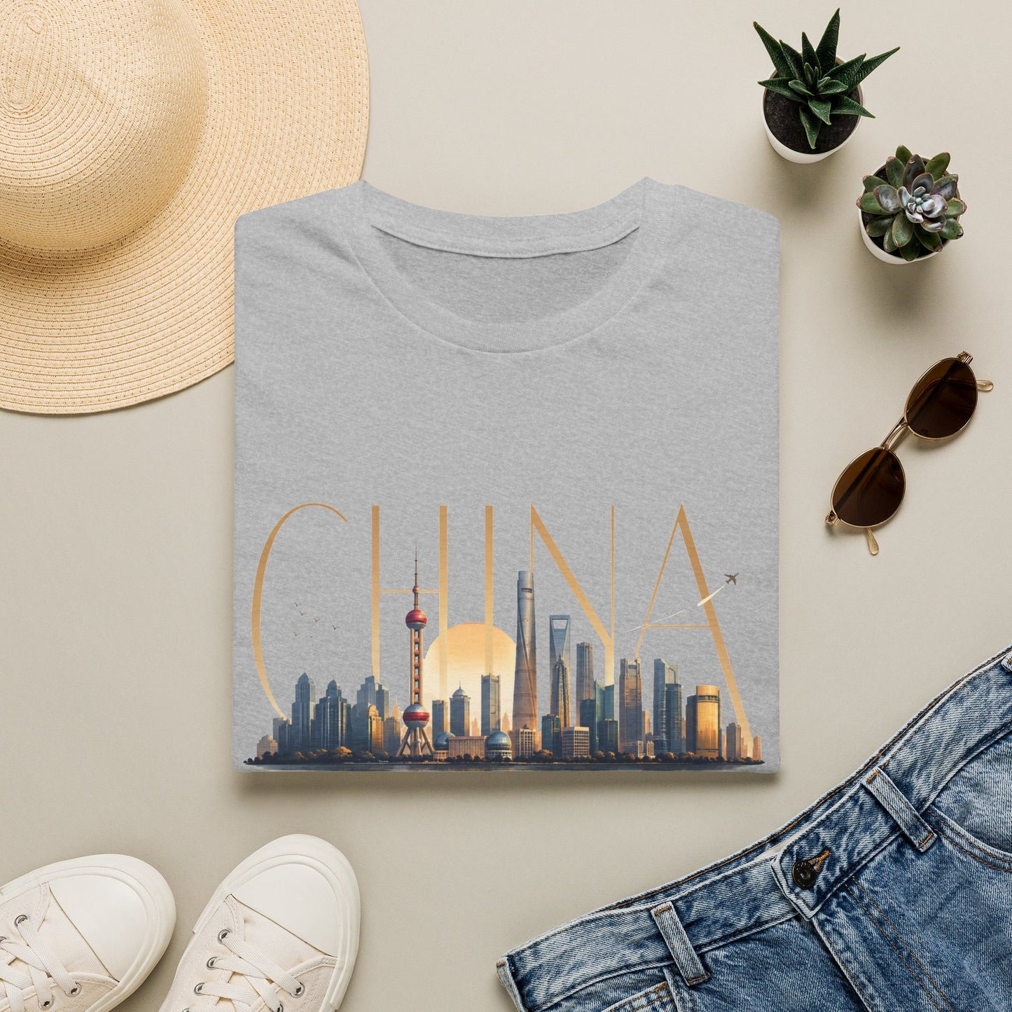 China Skyline T‑Shirt — Shanghai Cityscape Graphic Tee