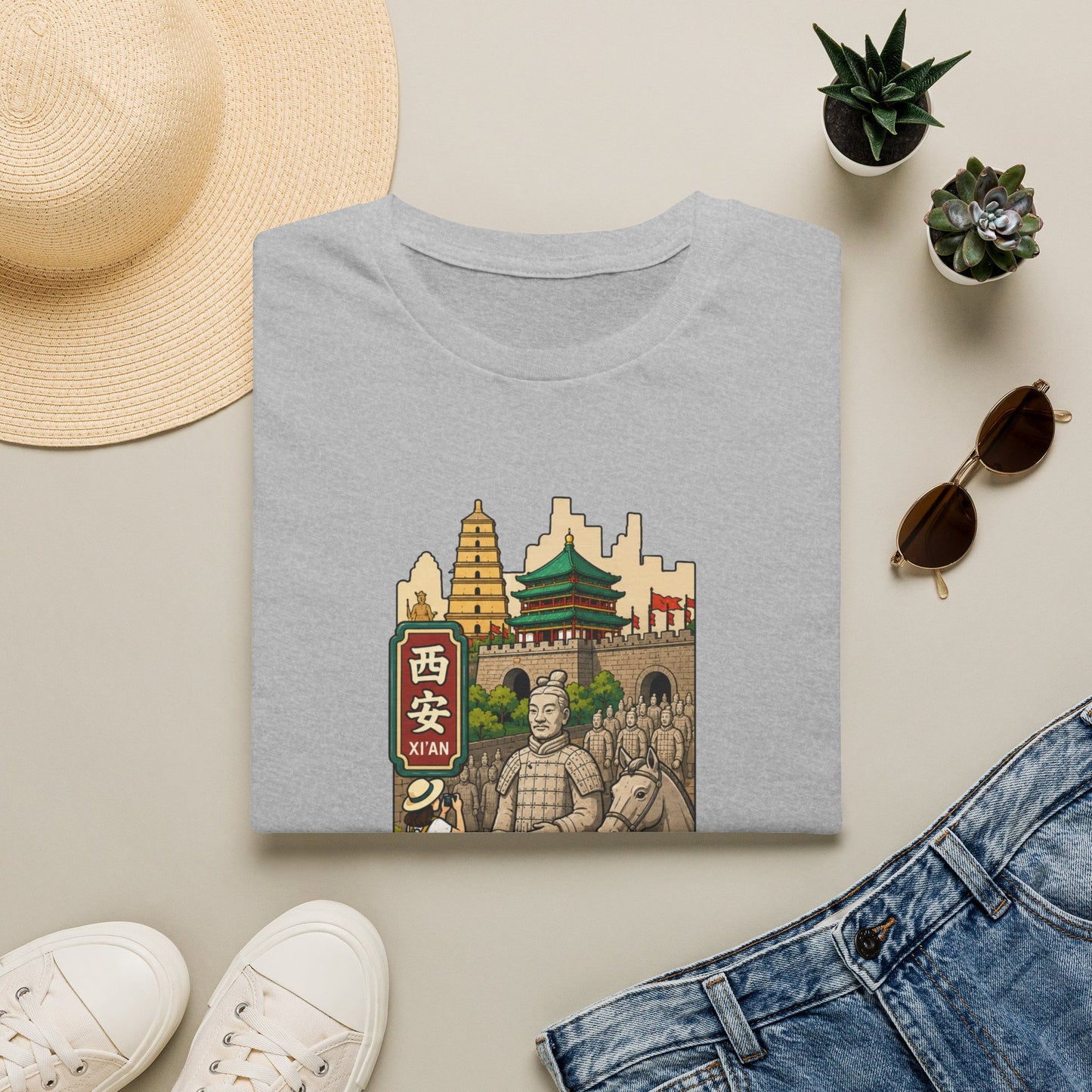 Xi'an Travel T-Shirt — Terracotta Warriors & Pagoda China Souvenir Tee