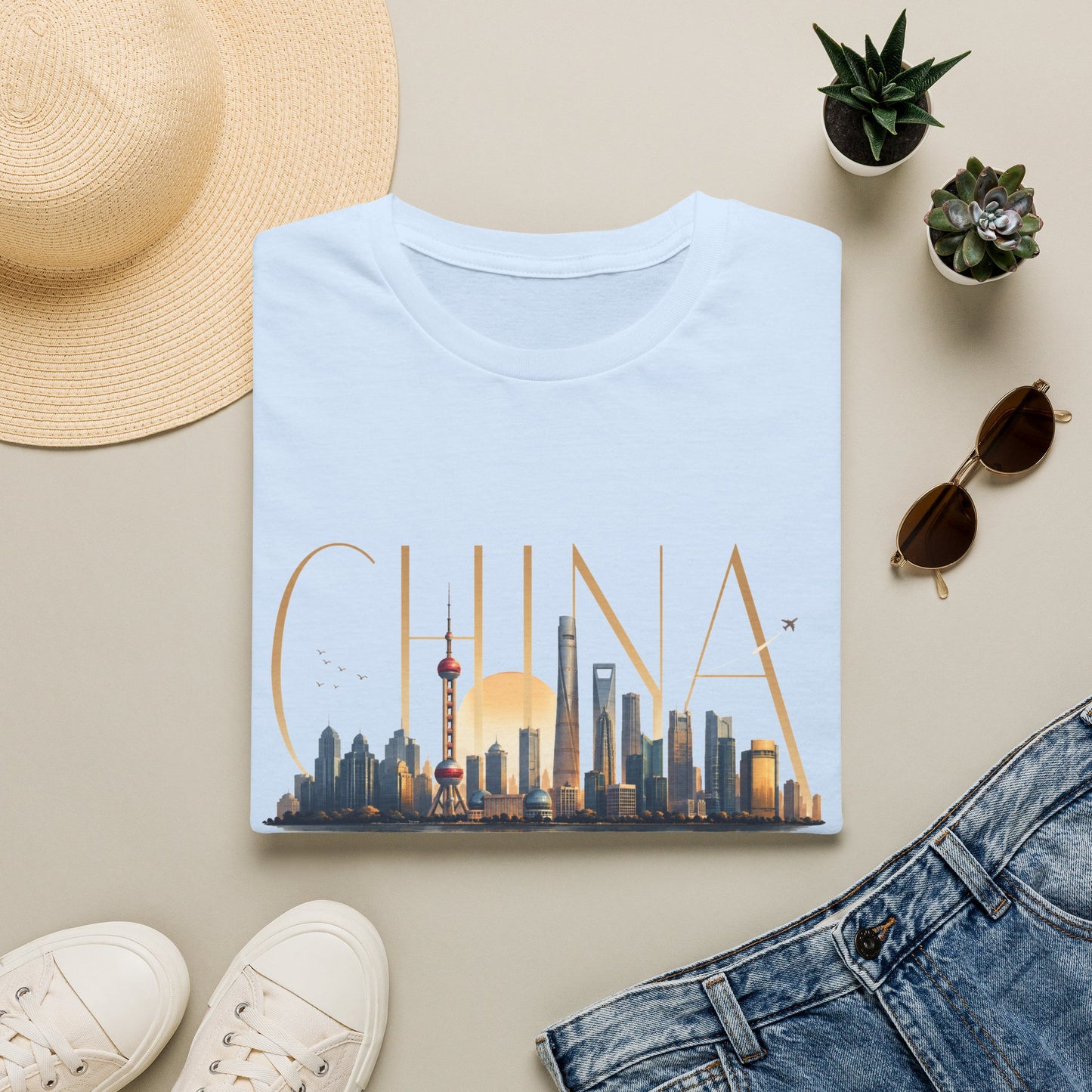 China Skyline T‑Shirt — Shanghai Cityscape Graphic Tee