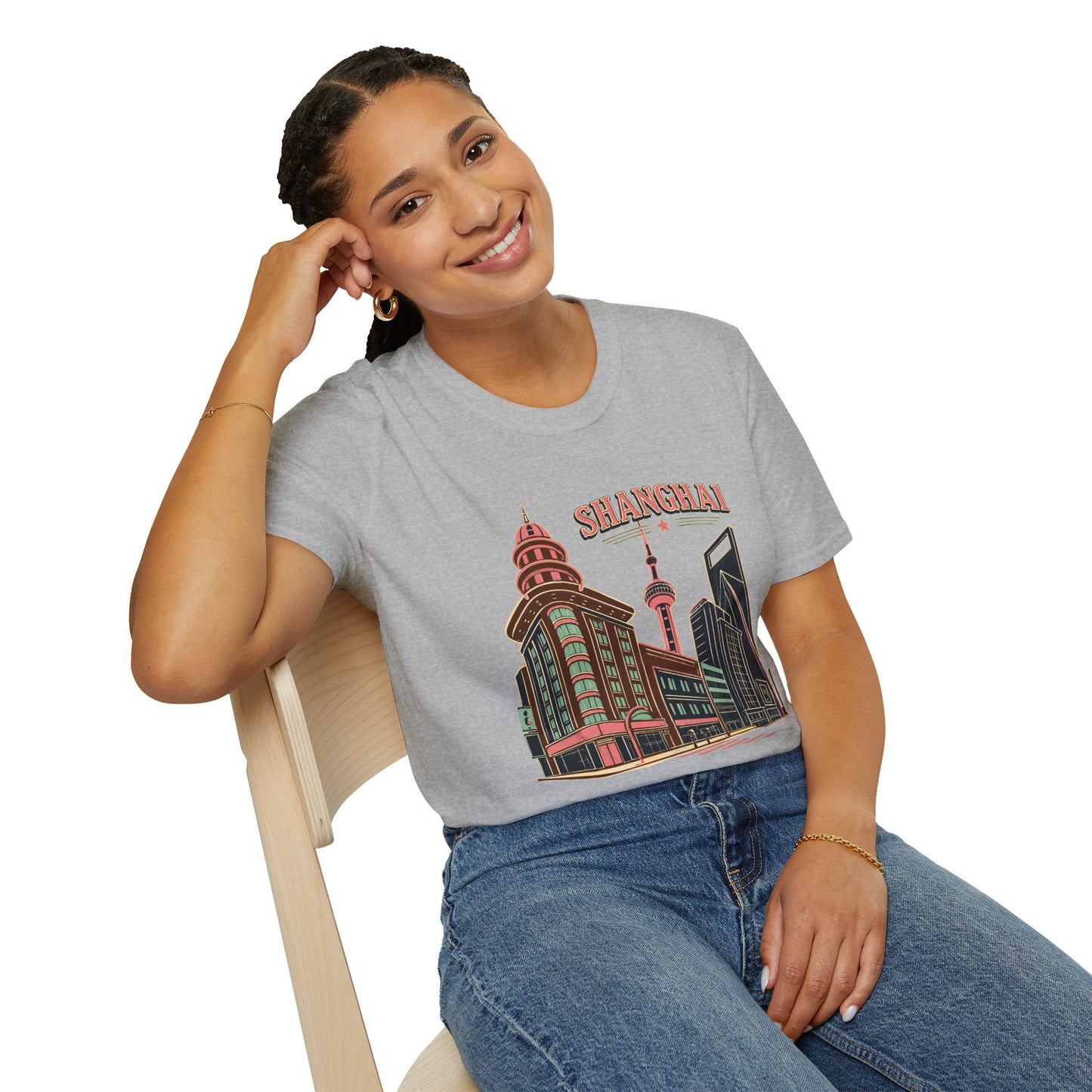 Shanghai Skyline T-Shirt — Retro Cityscape Travel Tee
