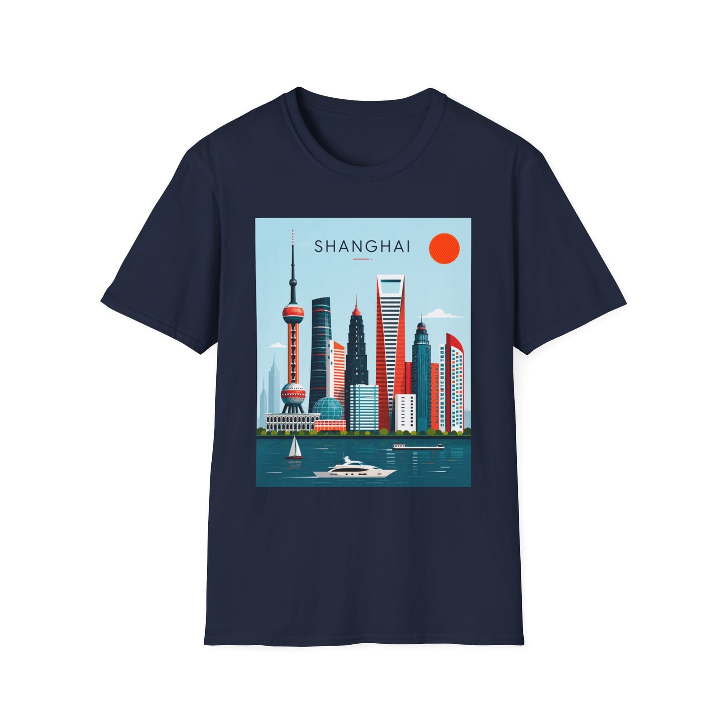Shanghai Skyline T‑Shirt — Retro Cityscape Tee with 'SHANGHAI' Graphic