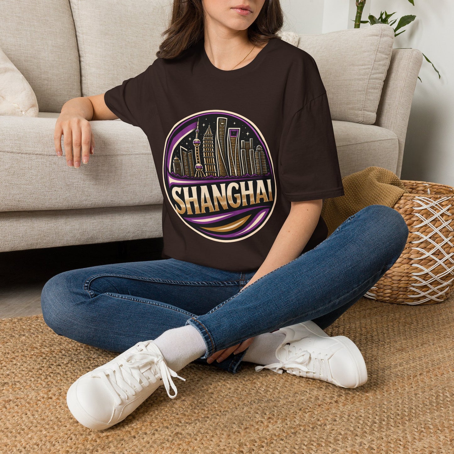 Shanghai Skyline T-Shirt — Retro Neon Cityscape Tee