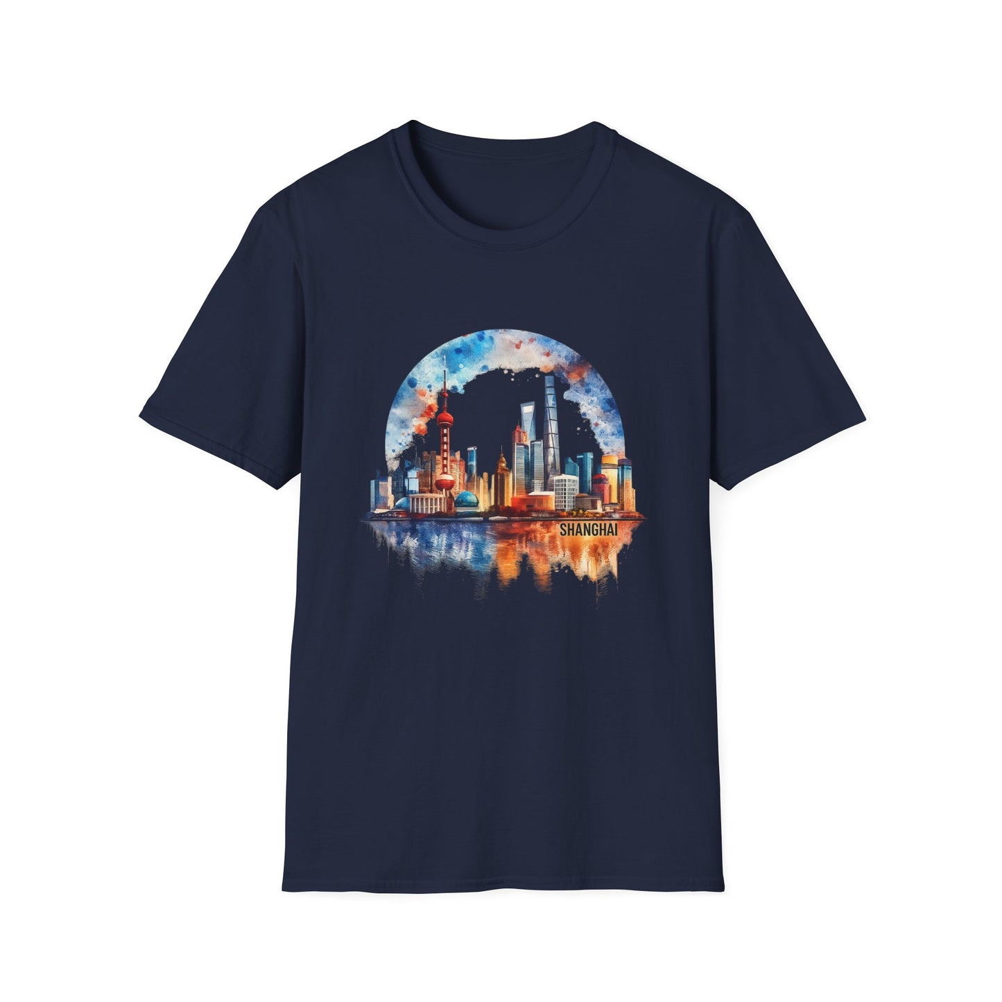 City Skyline T-Shirt — Watercolor Shanghai Landscape Tee