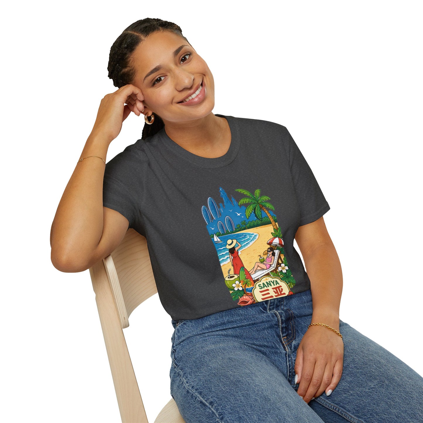 Beach Resort Graphic T-Shirt — Sanya Tropical Vacation Design