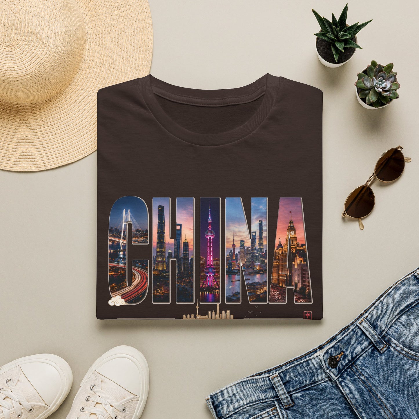 China Skyline Graphic T‑Shirt — Cityscape Travel Tee