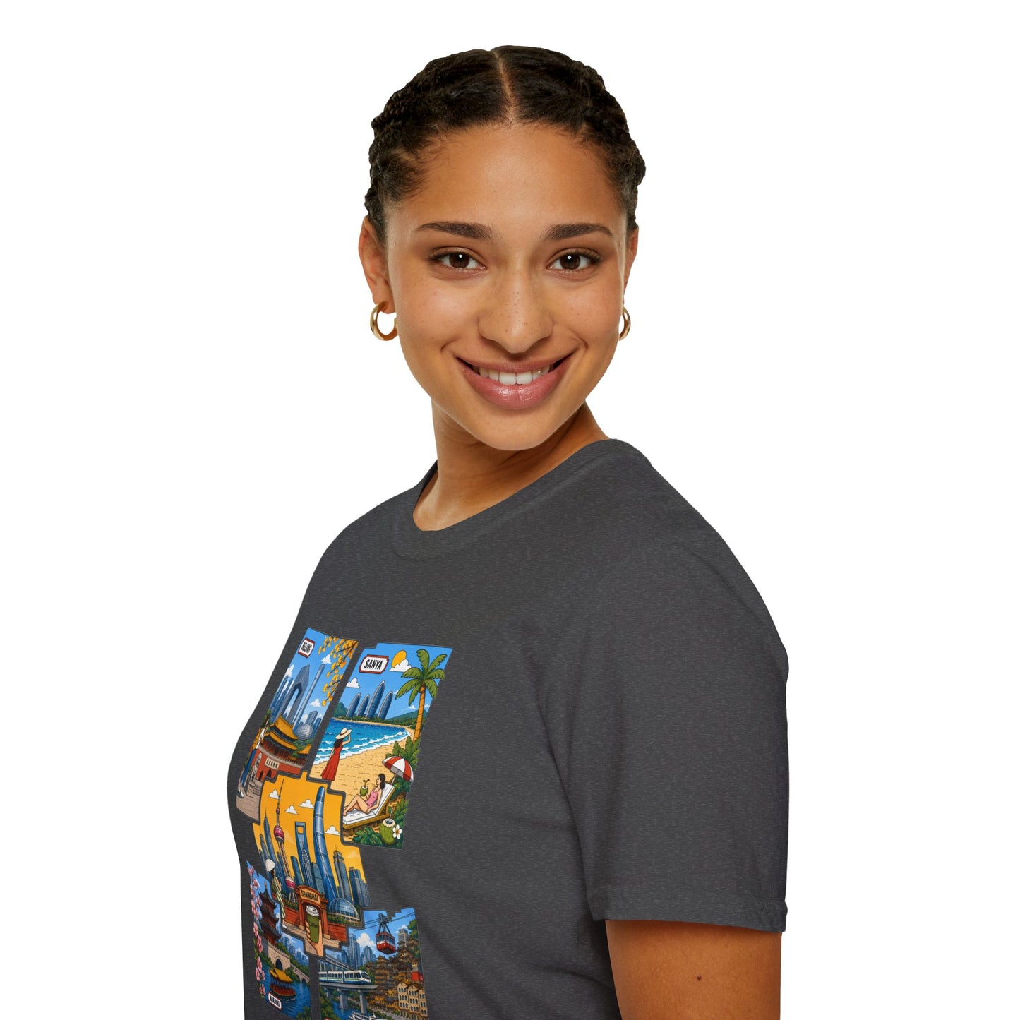 Cityscape Postcard T-Shirt — Miami & Dubai Travel Vintage Graphic Tee