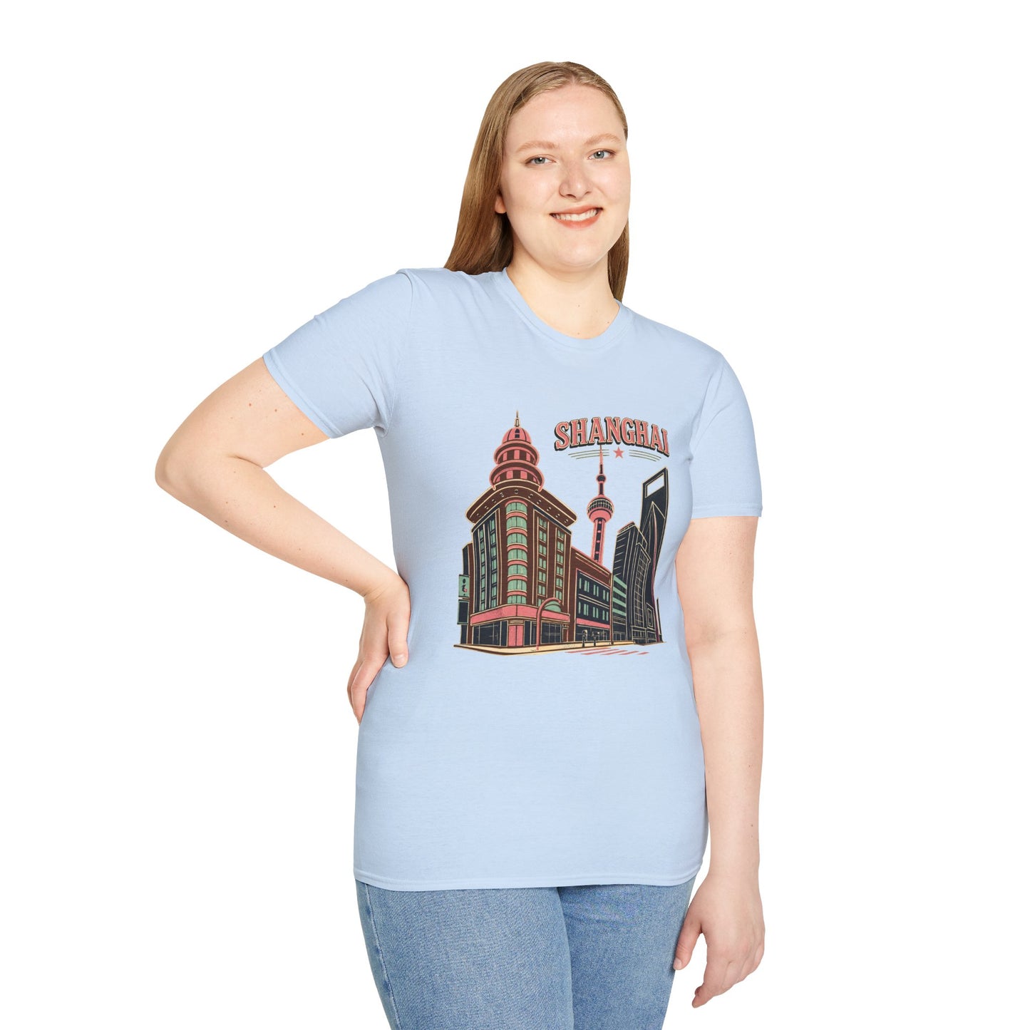 Shanghai Skyline T-Shirt — Retro Cityscape Travel Tee