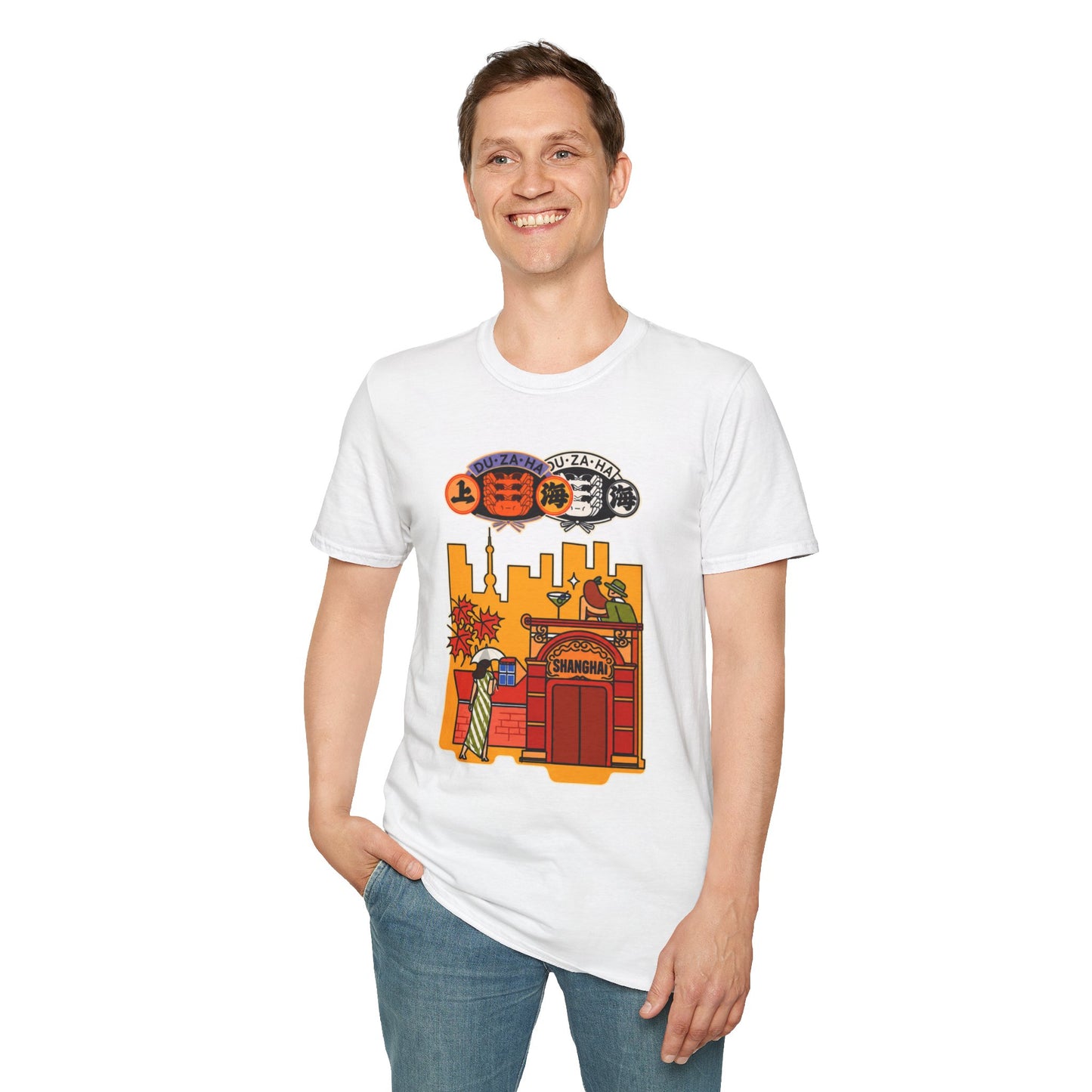 Skyline Ramen Scene T-Shirt — Retro Japanese Noodle Shop Design