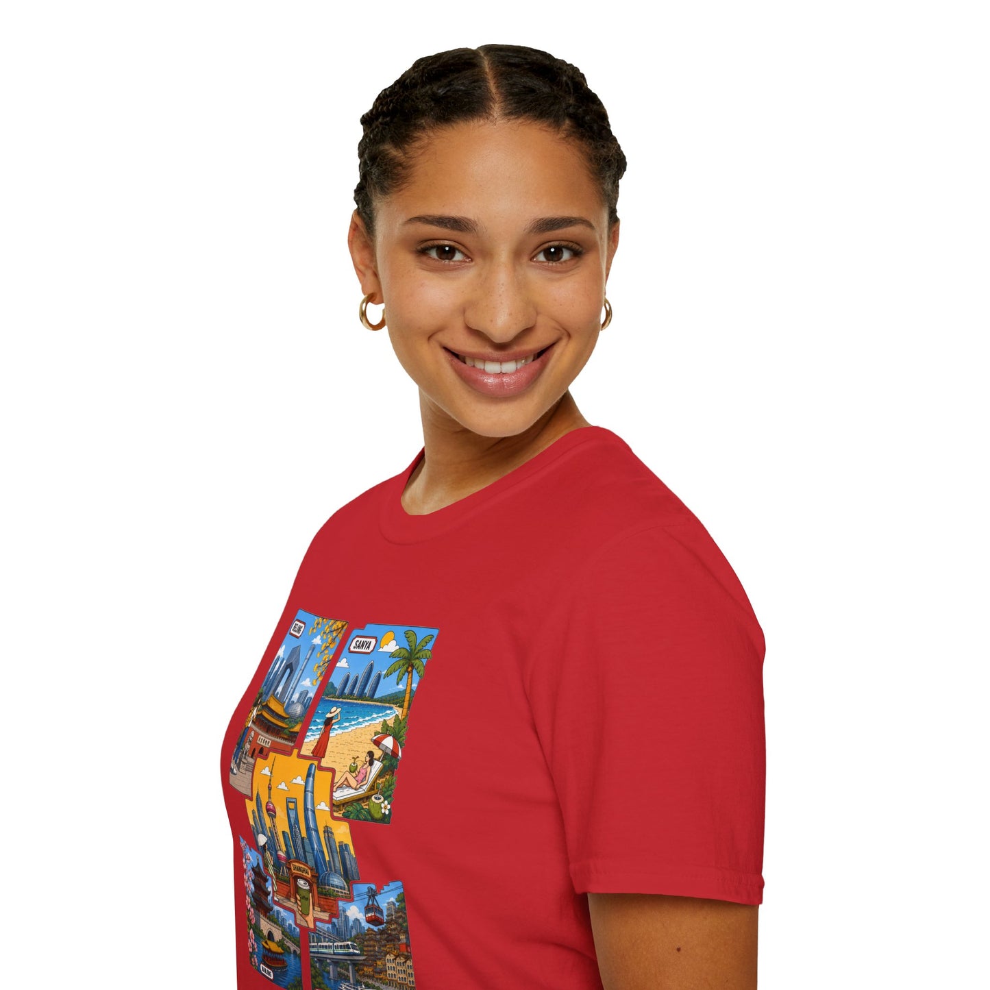 Cityscape Postcard T-Shirt — Miami & Dubai Travel Vintage Graphic Tee
