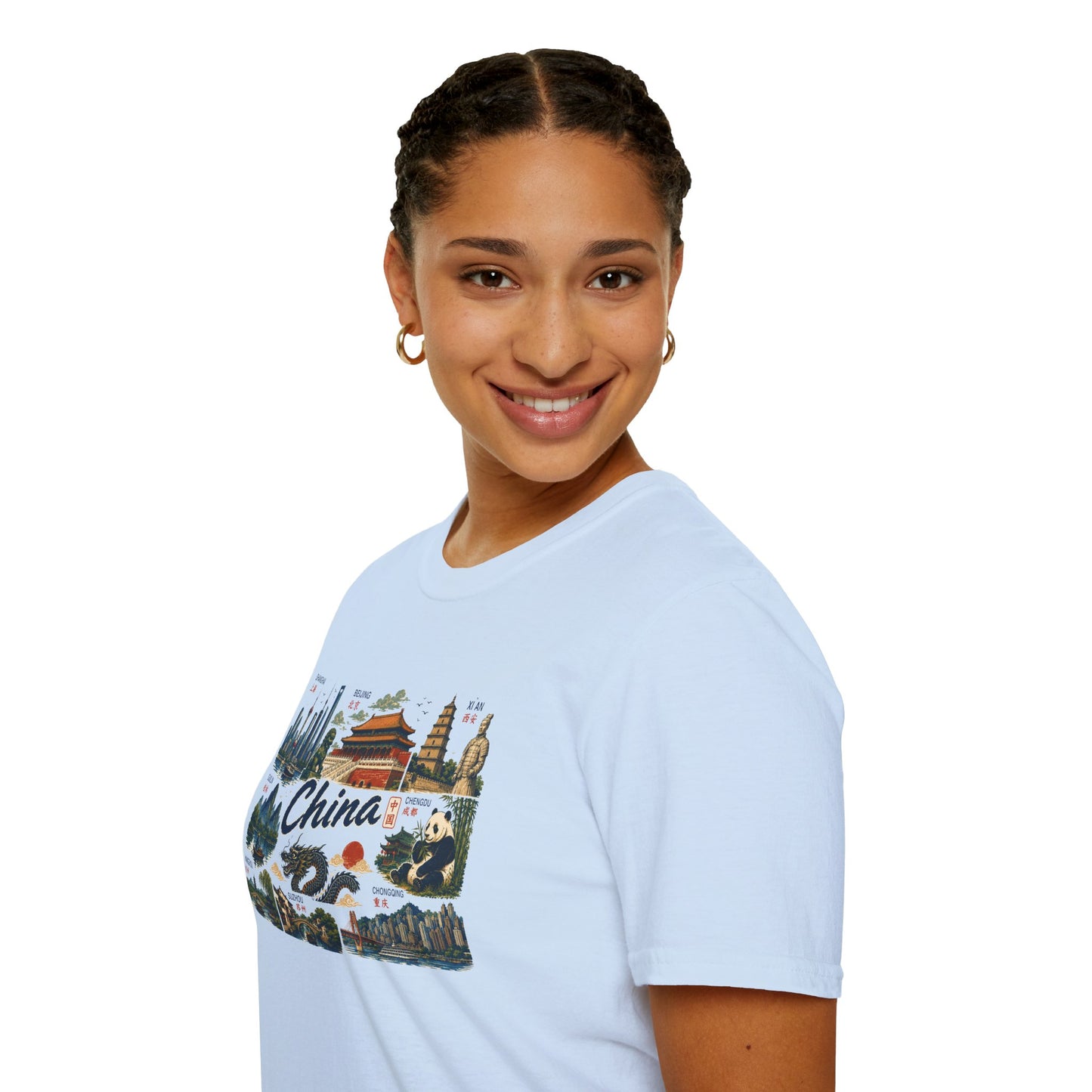 China Landmarks T-Shirt — Panda, Great Wall & Skyline Travel Tee