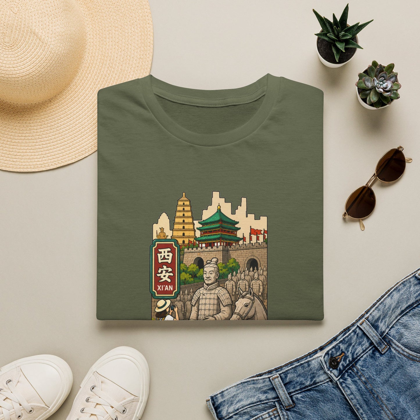 Xi'an Travel T-Shirt — Terracotta Warriors & Pagoda China Souvenir Tee
