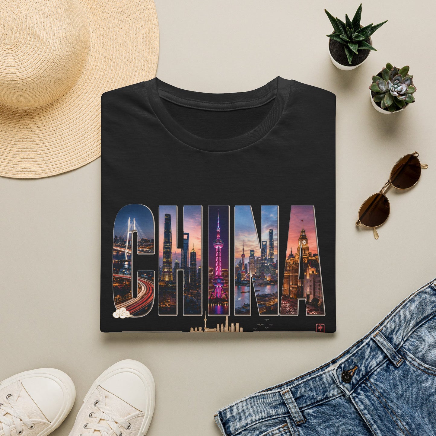 China Skyline Graphic T‑Shirt — Cityscape Travel Tee