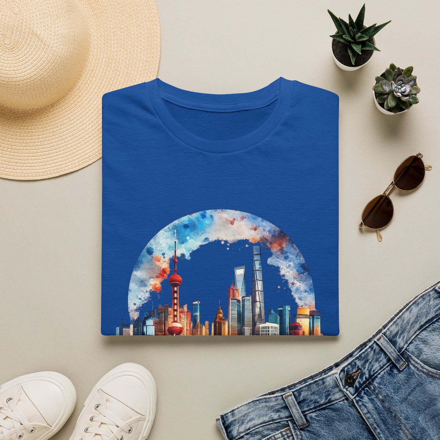 Cityscape Watercolor T-Shirt — Skyline Art Tee