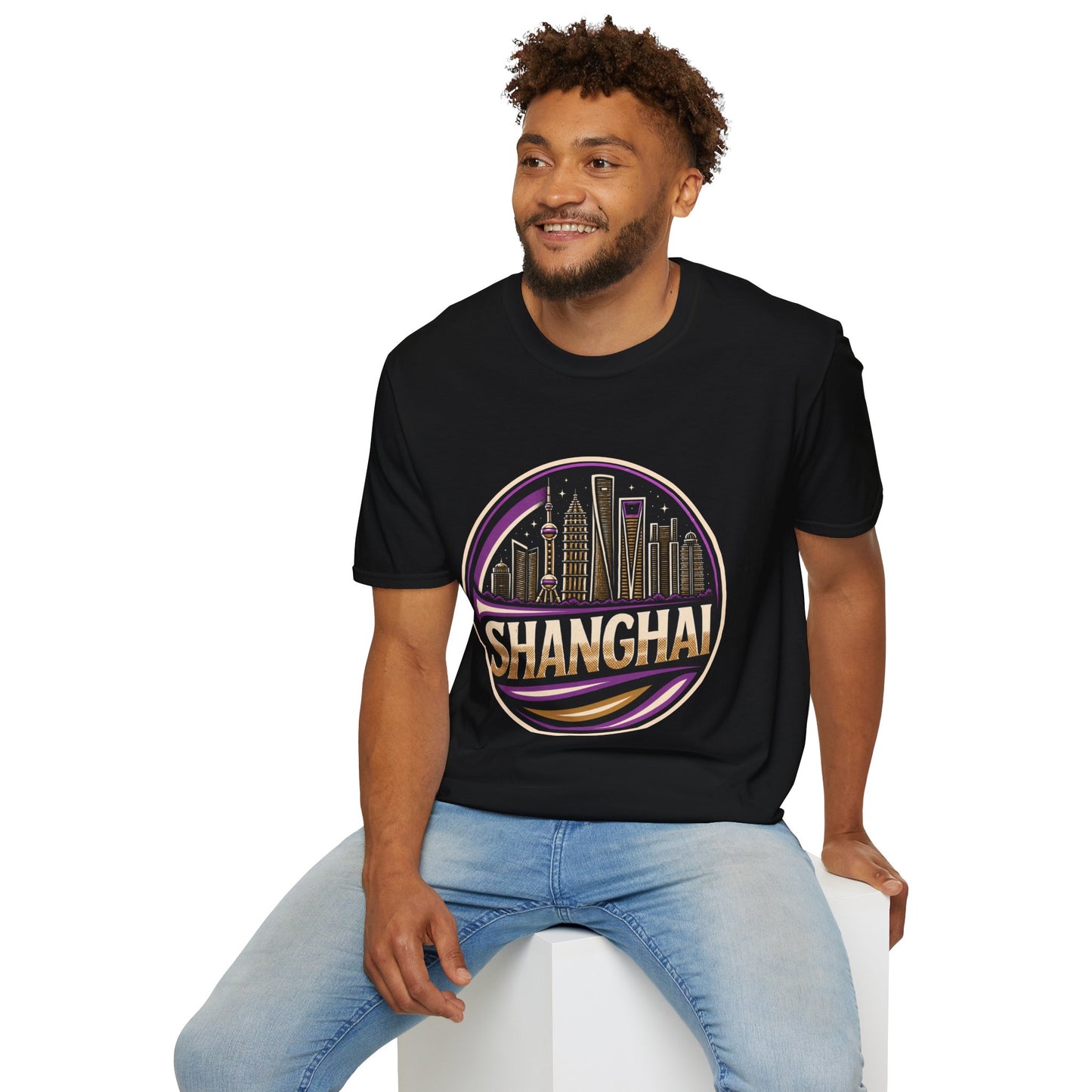 Shanghai Skyline T-Shirt — Retro Neon Cityscape Tee