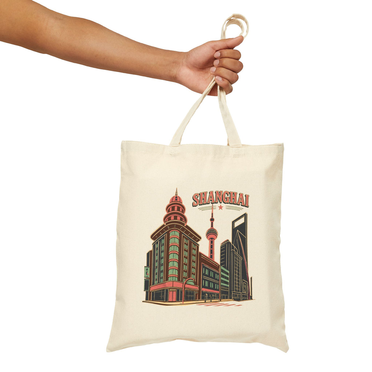 Shanghai Skyline Canvas Tote