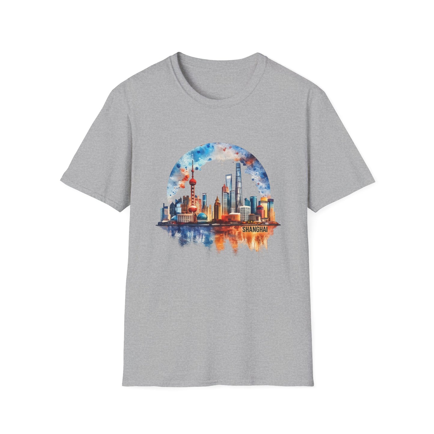 City Skyline T-Shirt — Watercolor Shanghai Landscape Tee