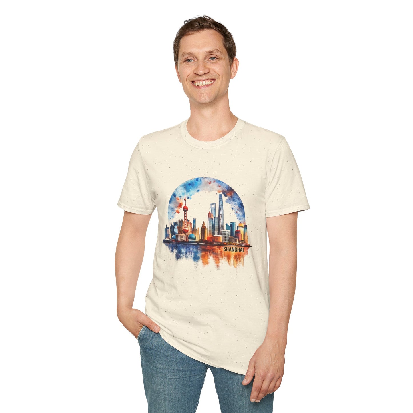 City Skyline T-Shirt — Watercolor Shanghai Landscape Tee