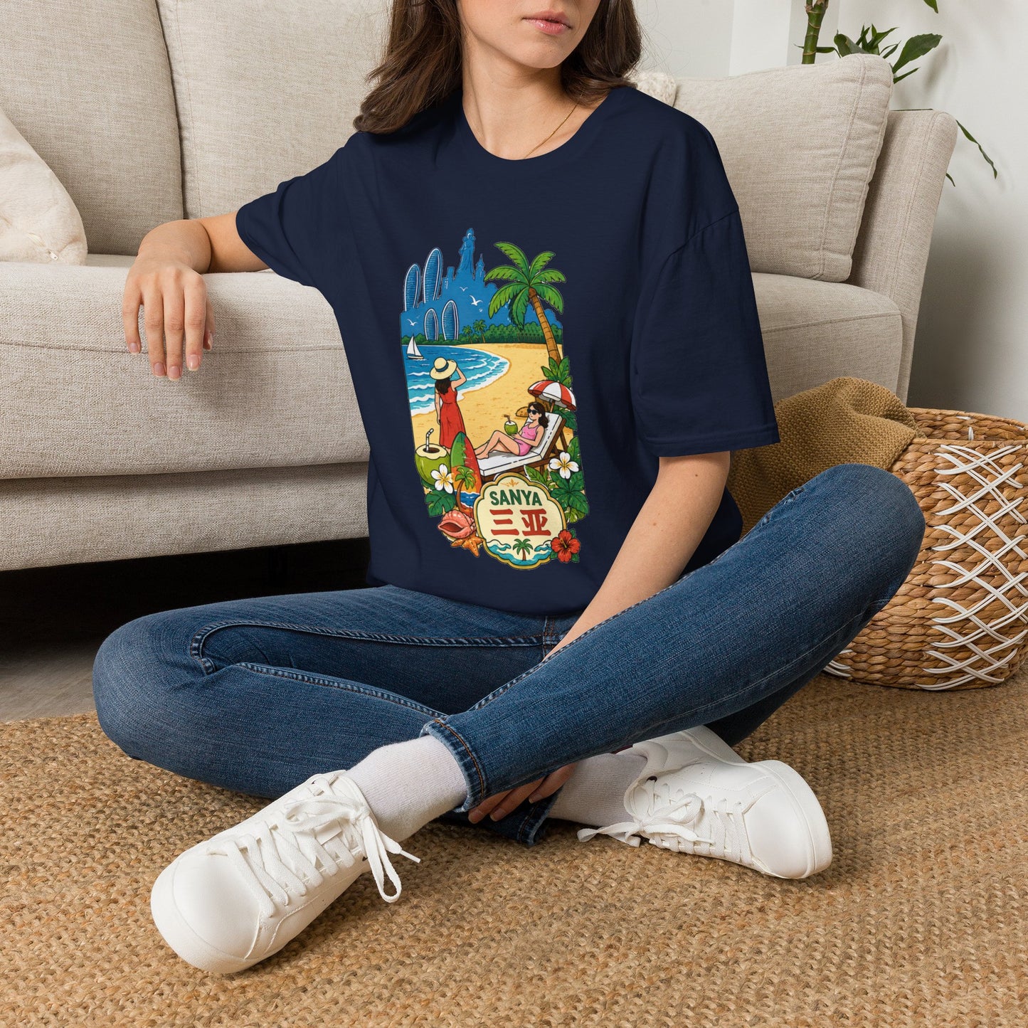Beach Resort Graphic T-Shirt — Sanya Tropical Vacation Design