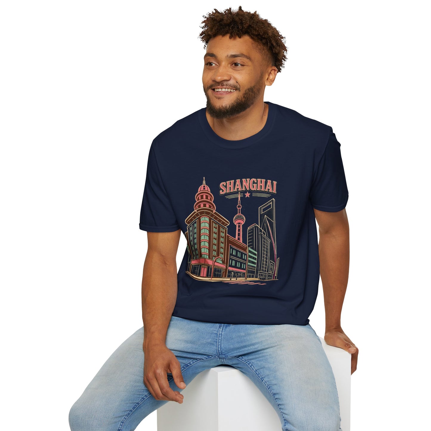 Shanghai Skyline T-Shirt — Retro Cityscape Travel Tee