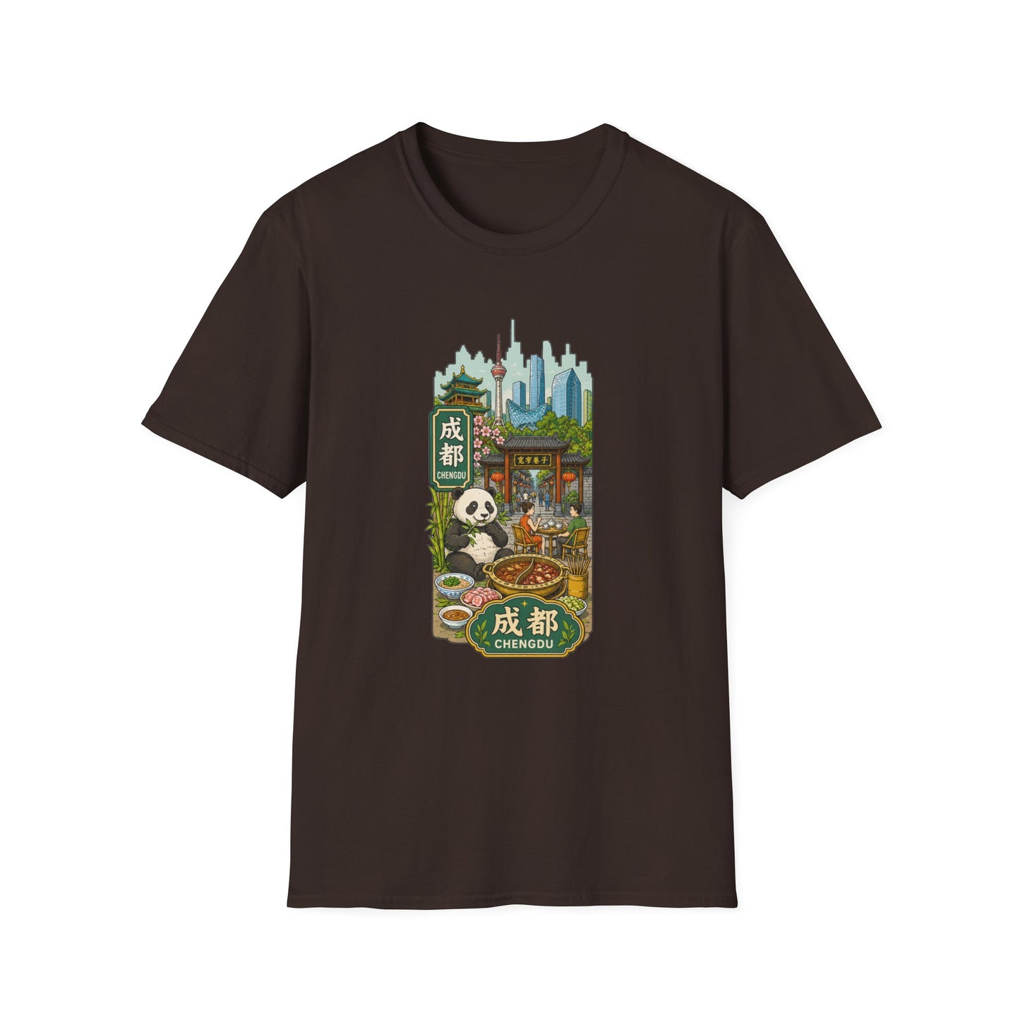 Chengdu Travel T-Shirt — Panda & Cityscape Graphic Tee