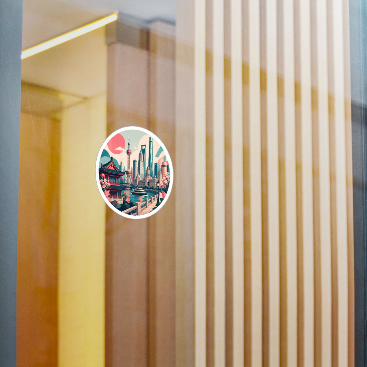 Shanghai Skyline Kiss-Cut Vinyl Decal