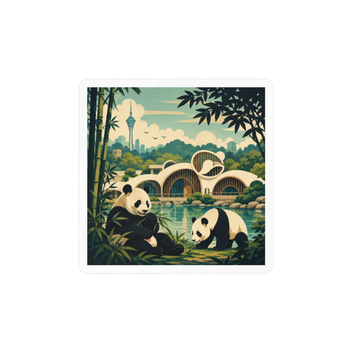 Panda Park Kiss-Cut Vinyl Decal — Scenic Bamboo Zoo Sticker