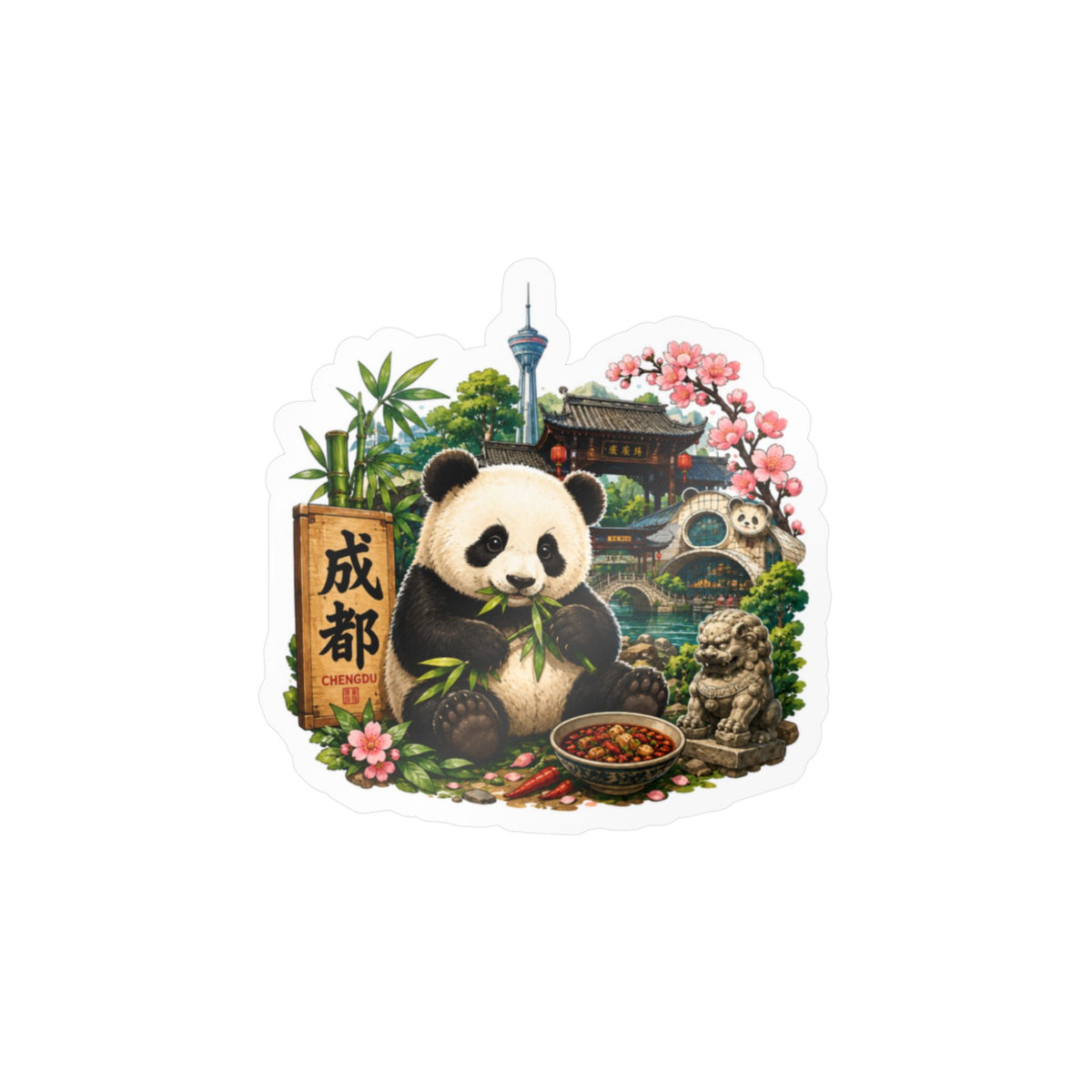 Chengdu Panda Kiss-Cut Vinyl Decal