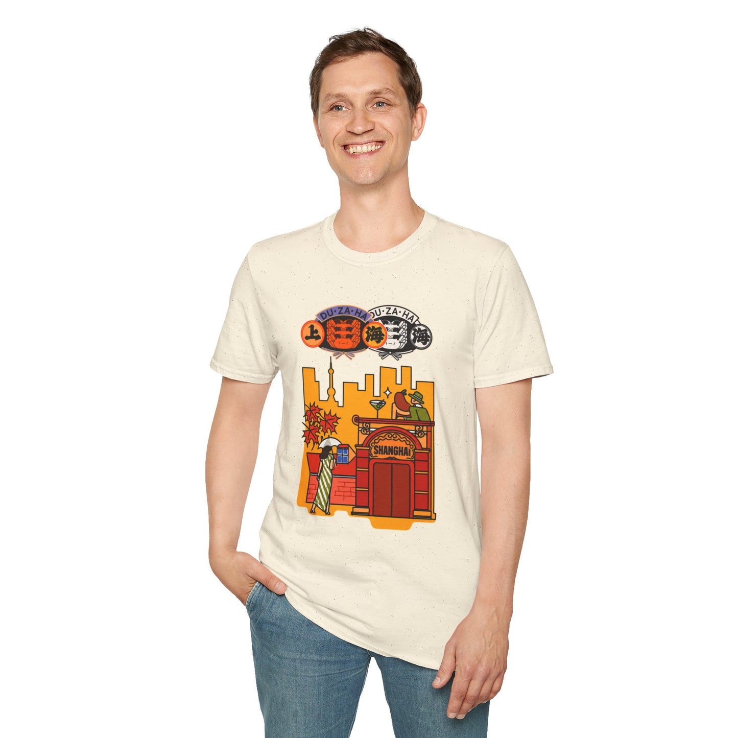 Skyline Ramen Scene T-Shirt — Retro Japanese Noodle Shop Design