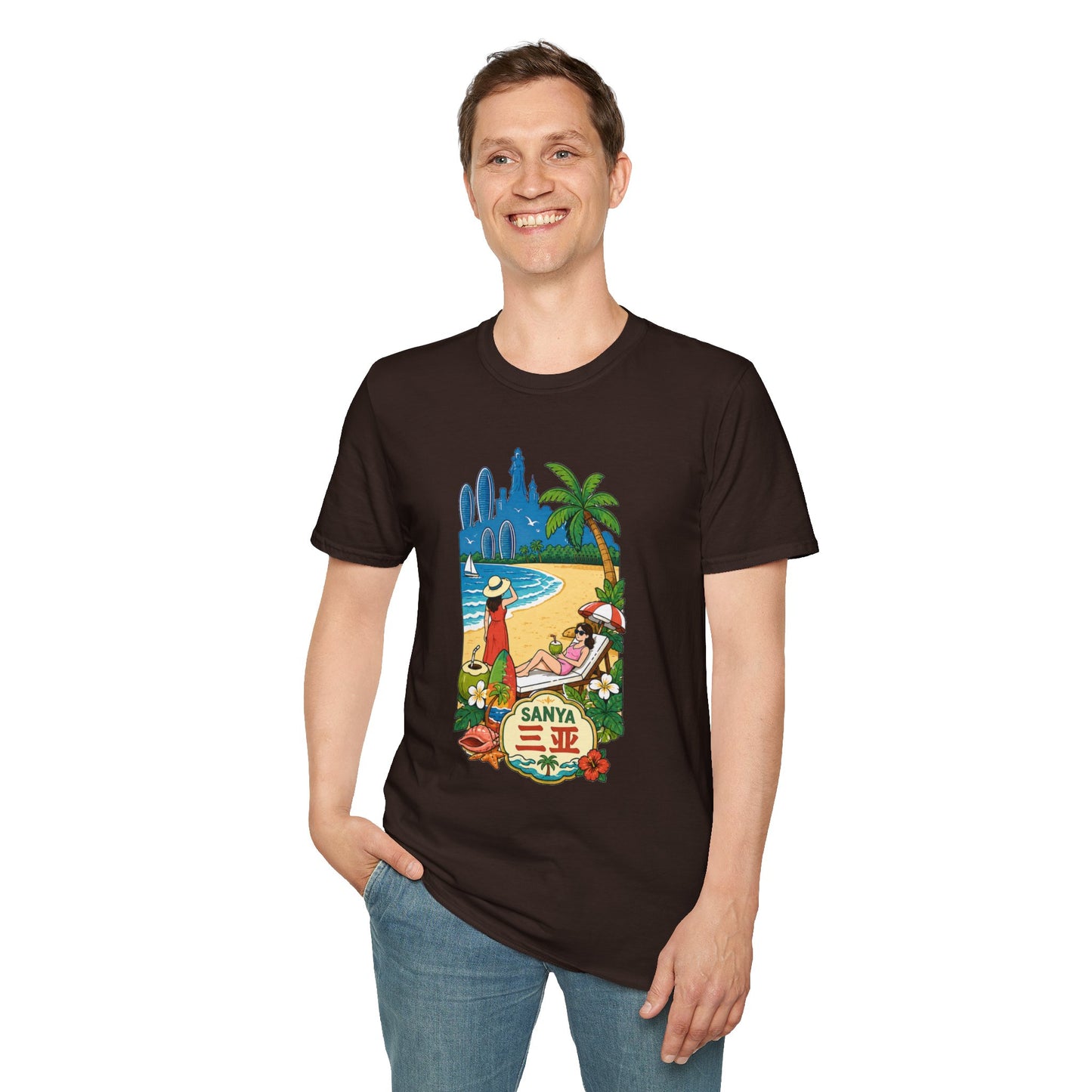 Beach Resort Graphic T-Shirt — Sanya Tropical Vacation Design