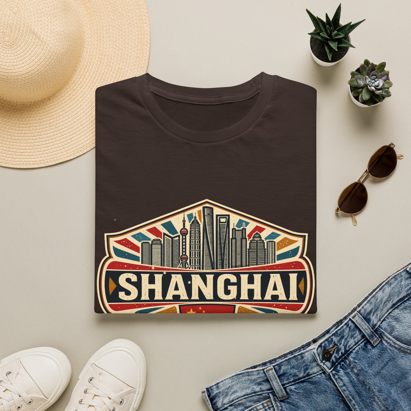 Shanghai Skyline Vintage T‑Shirt