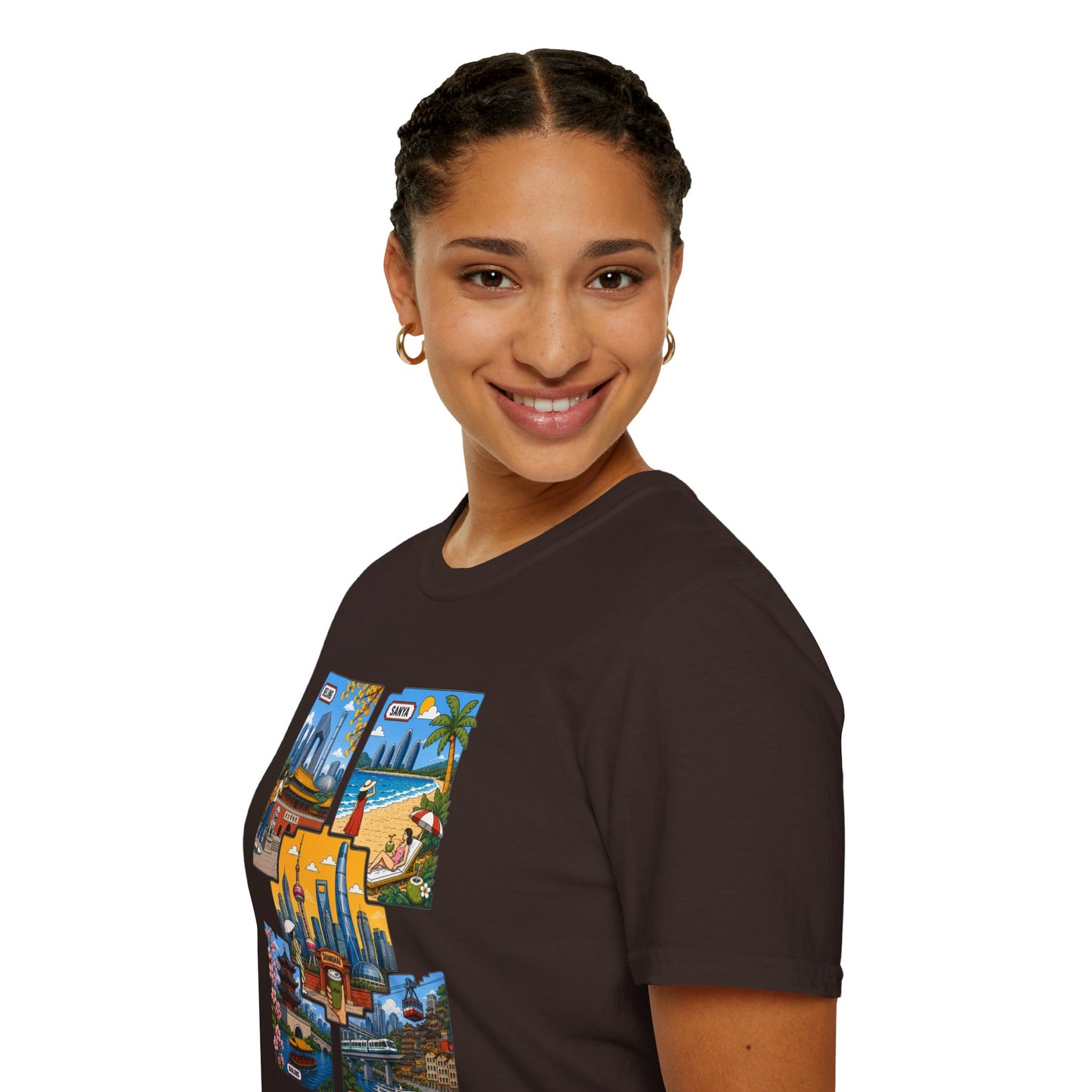 Cityscape Postcard T-Shirt — Miami & Dubai Travel Vintage Graphic Tee