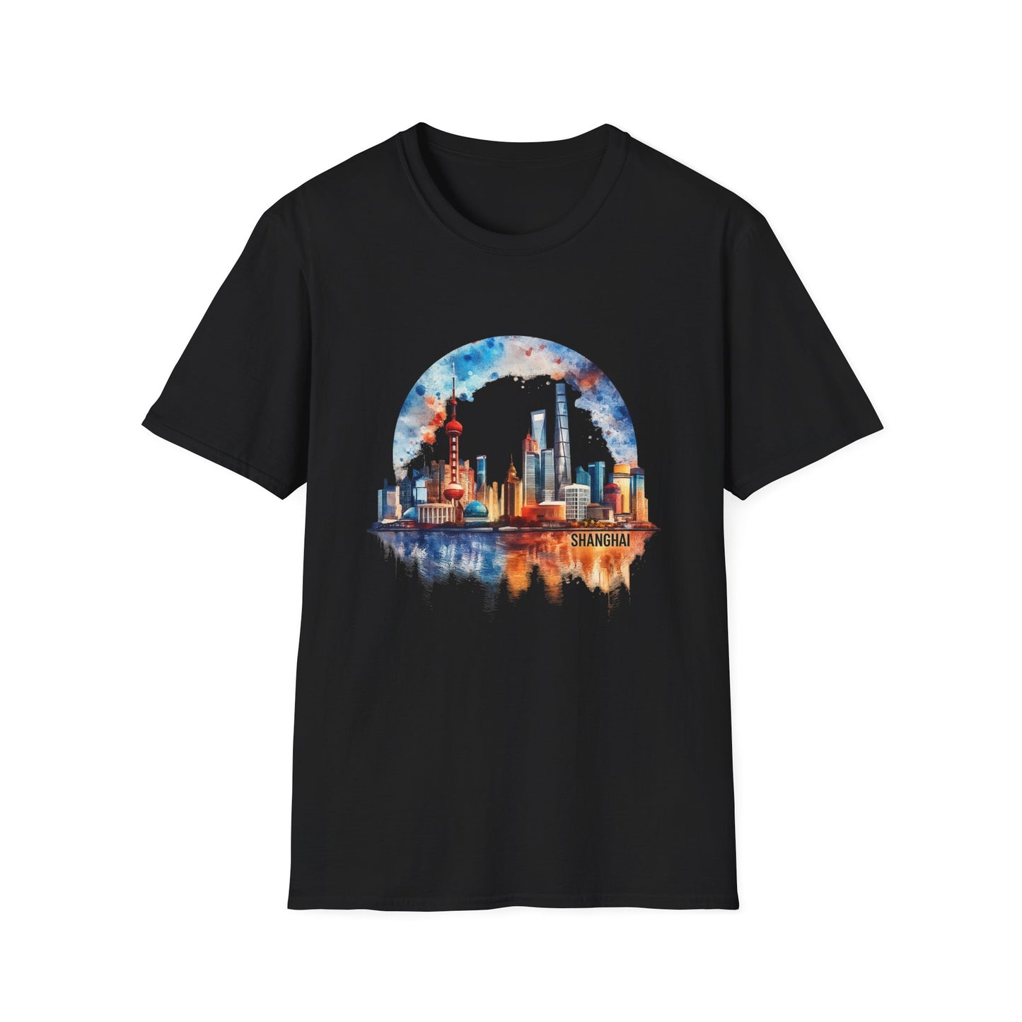 City Skyline T-Shirt — Watercolor Shanghai Landscape Tee