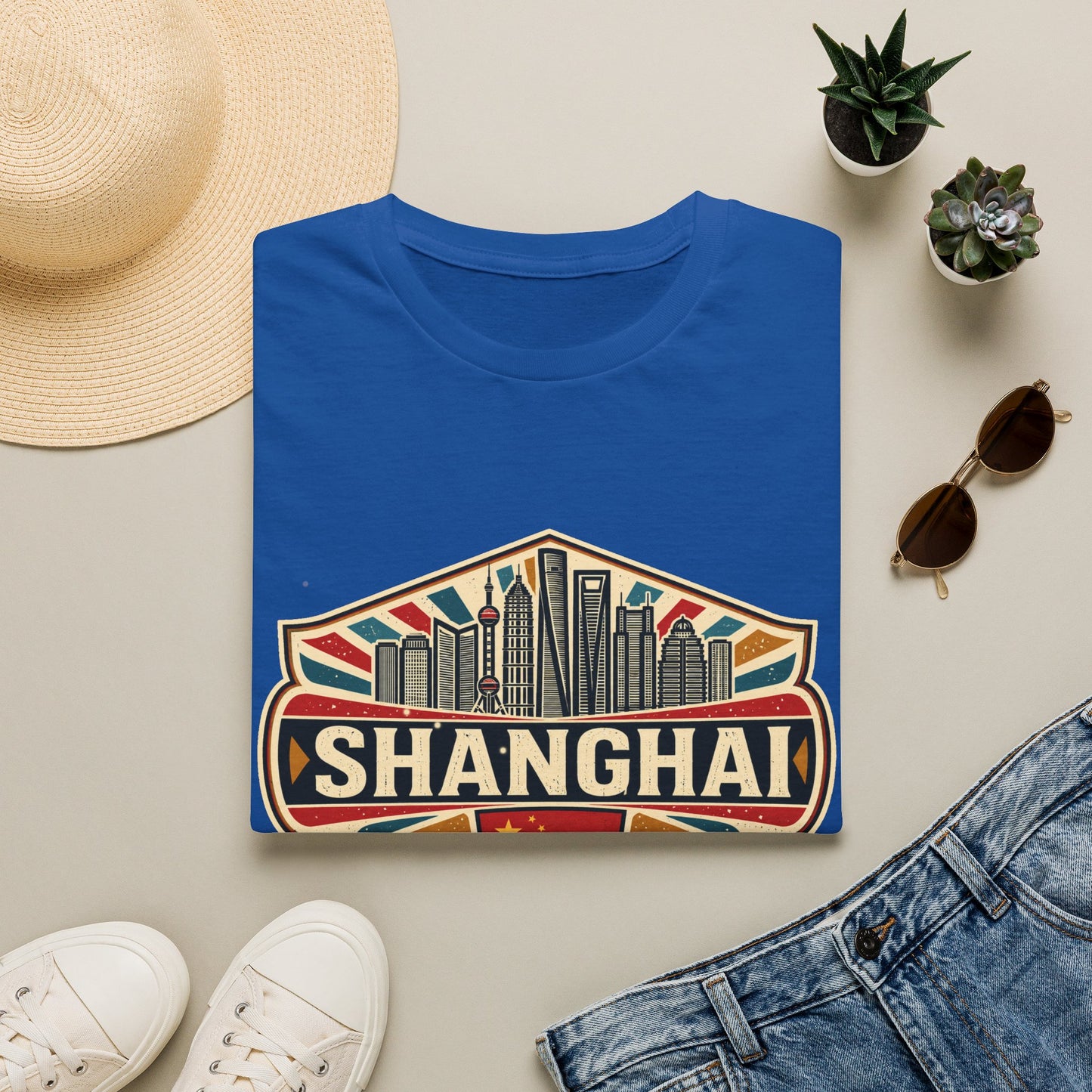 Shanghai Skyline Vintage T‑Shirt