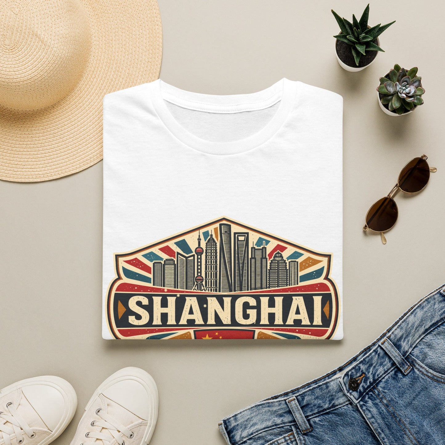 Shanghai Skyline Vintage T‑Shirt