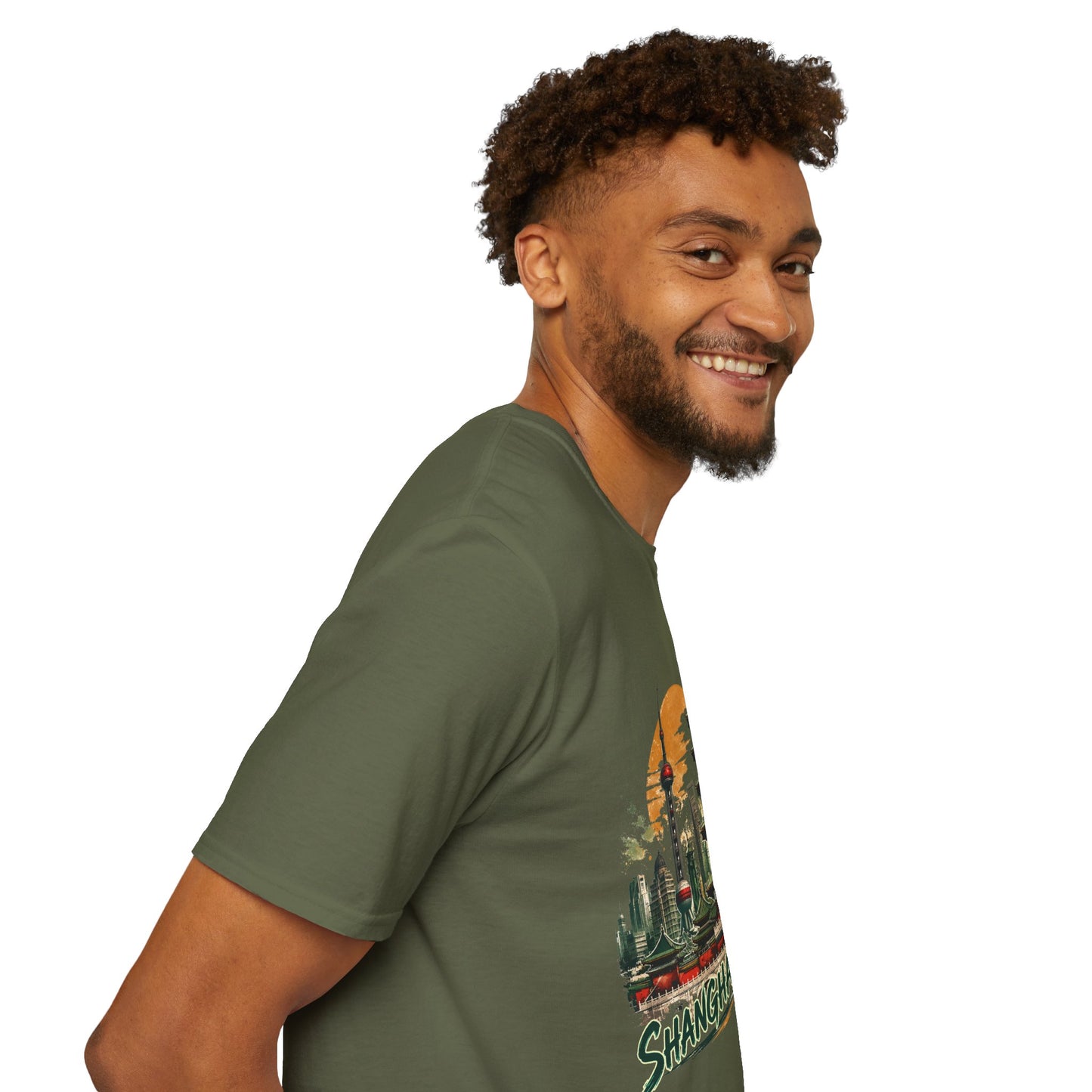 Shanghai skyline T-Shirt — Watercolor Pagoda & Oriental Sunset Tee