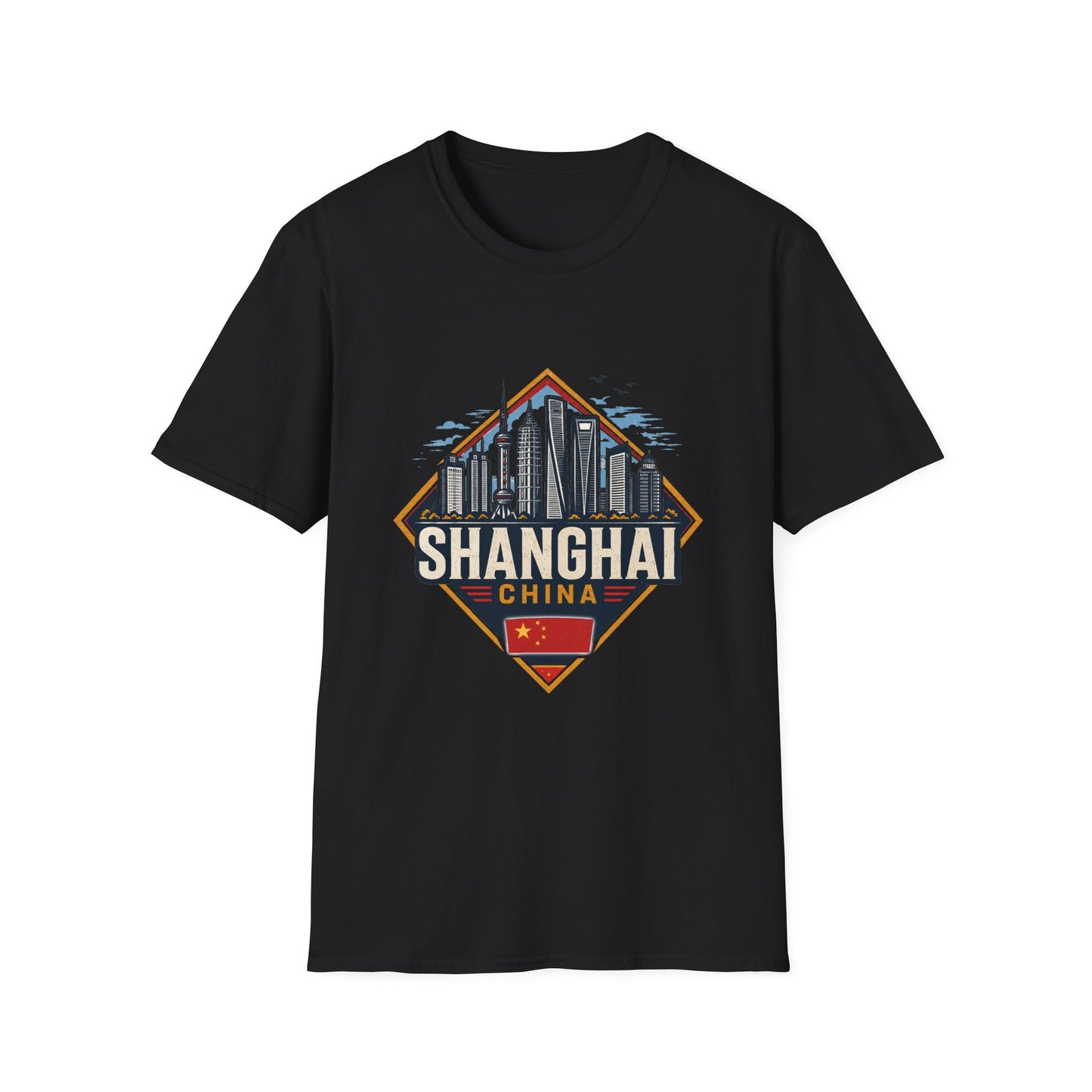 Shanghai Skyline T-Shirt — Retro Cityscape Travel Tee (Shanghai, China)