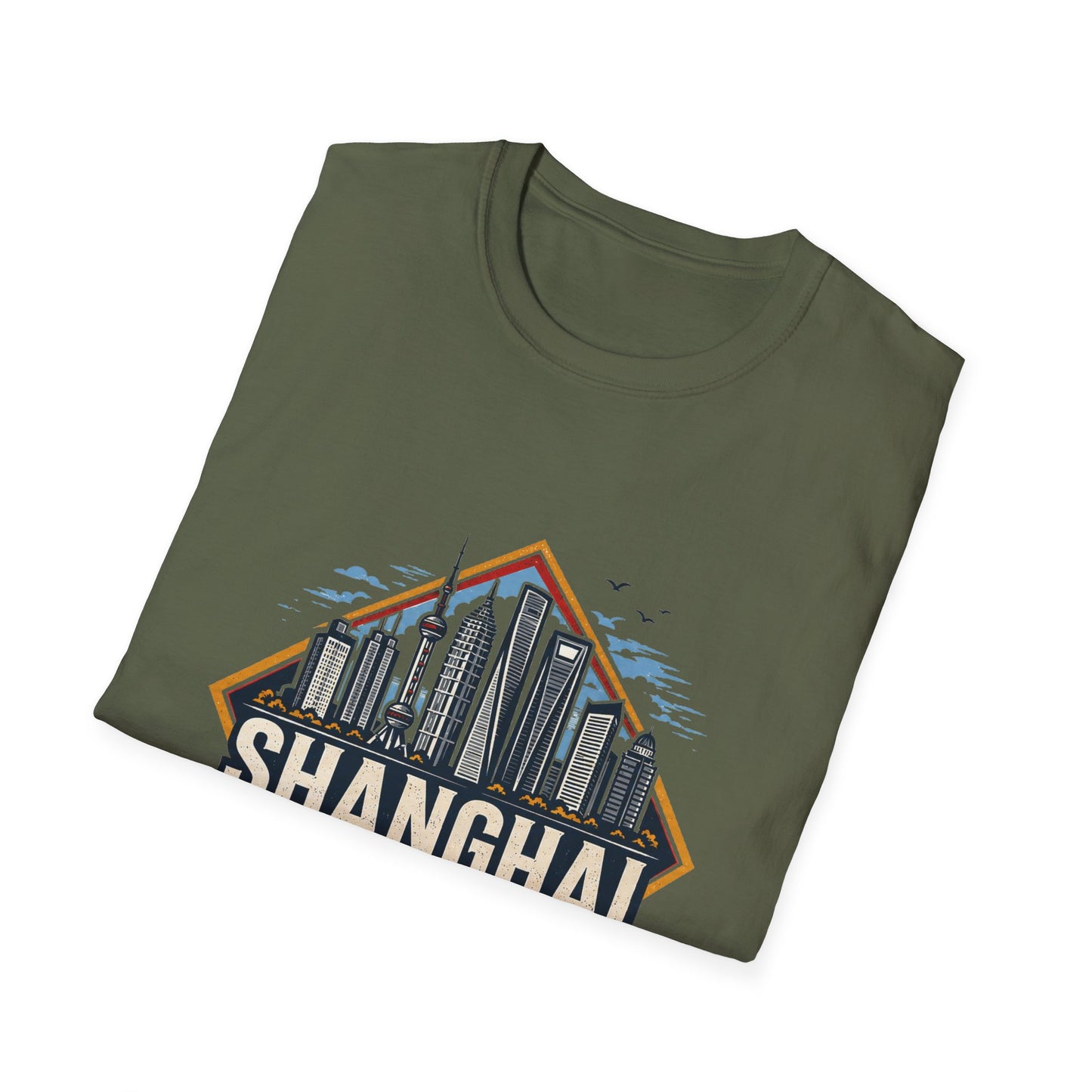 Shanghai Skyline T-Shirt — Retro Cityscape Travel Tee (Shanghai, China)