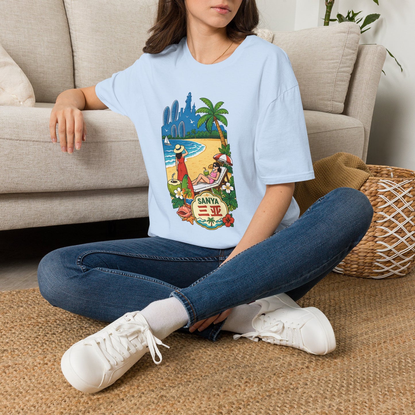 Beach Resort Graphic T-Shirt — Sanya Tropical Vacation Design