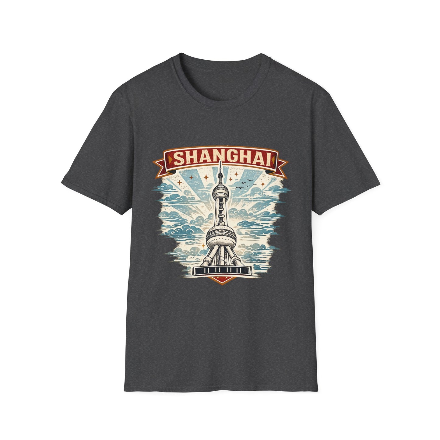 Shanghai Skyline T-Shirt — Retro Oriental Pearl Tower Travel Tee