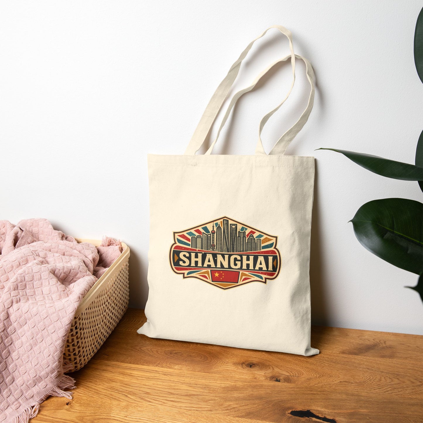 Shanghai Skyline Cotton Tote Bag – Retro City Travel Tote