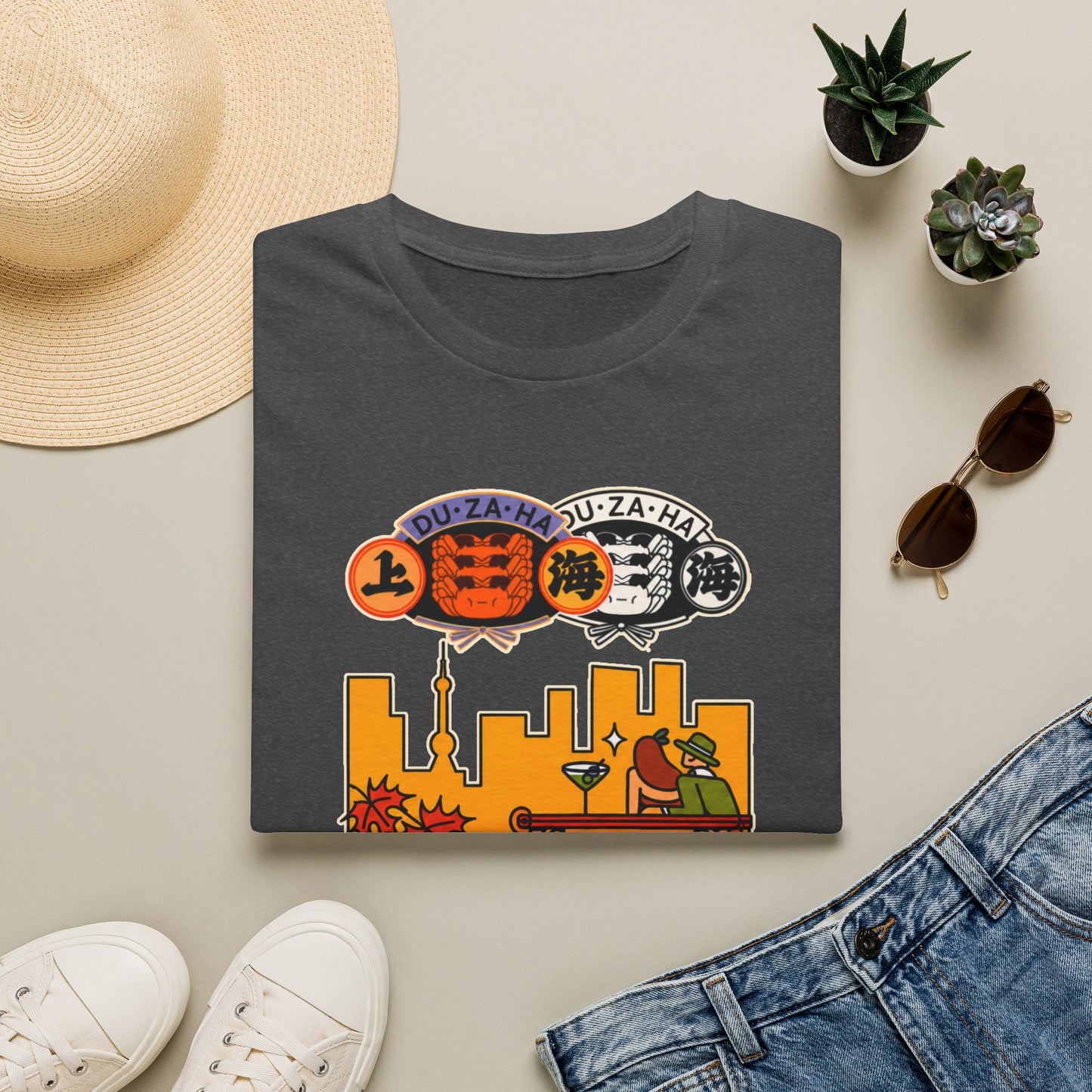 Skyline Ramen Scene T-Shirt — Retro Japanese Noodle Shop Design