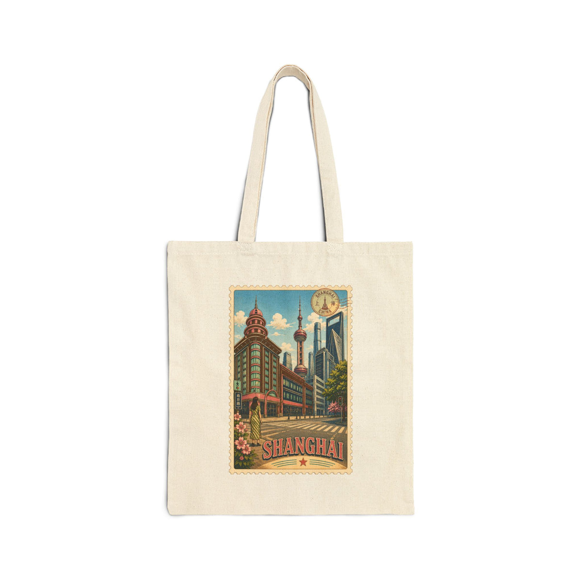 Bolsa tote Shanghái: sello postal vintage