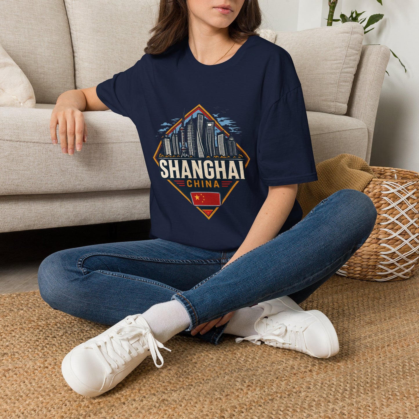 Shanghai Skyline T-Shirt — Retro Cityscape Travel Tee (Shanghai, China)